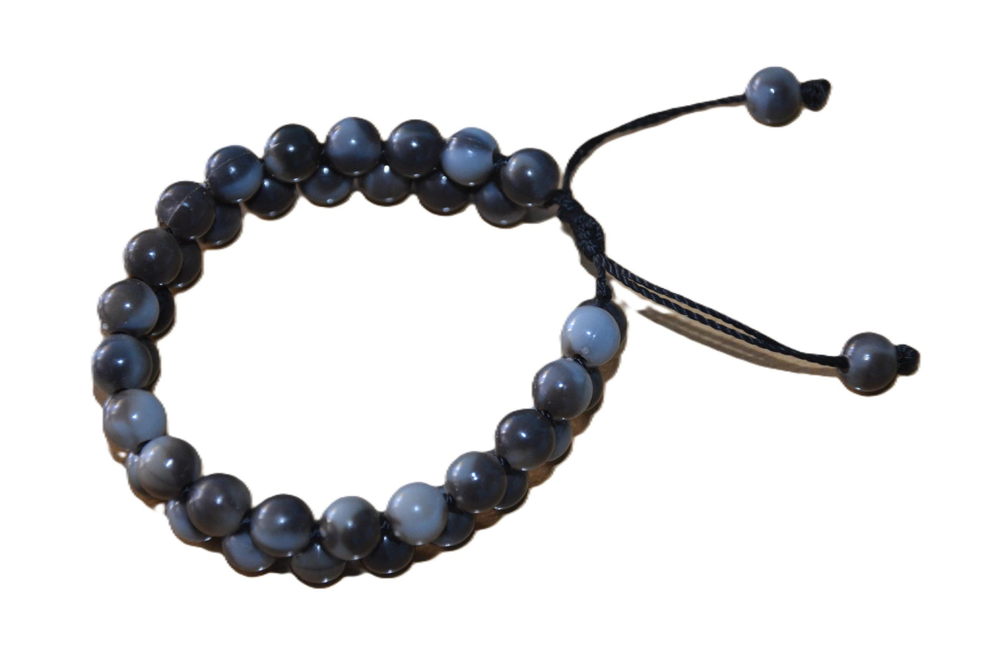 Dark Grey Rwandan Beaded Bracelet, Handmade Geometric African Boho Jewelry, Minimalist Charcoal Cuff