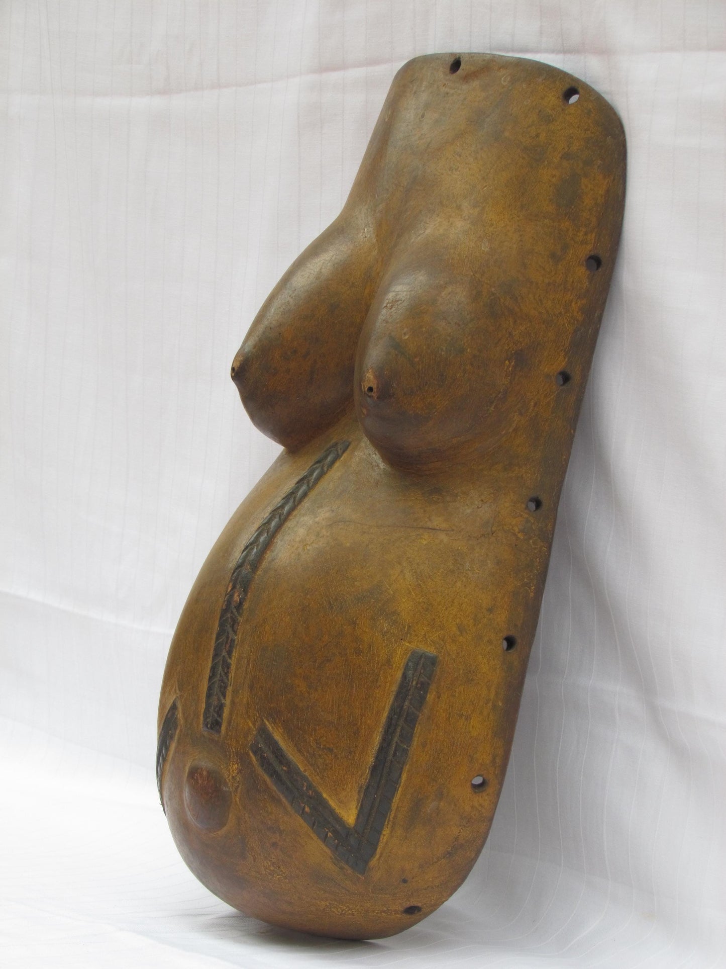 Vintage hand carved wall hanging African traditional wooden mask from D.R.C