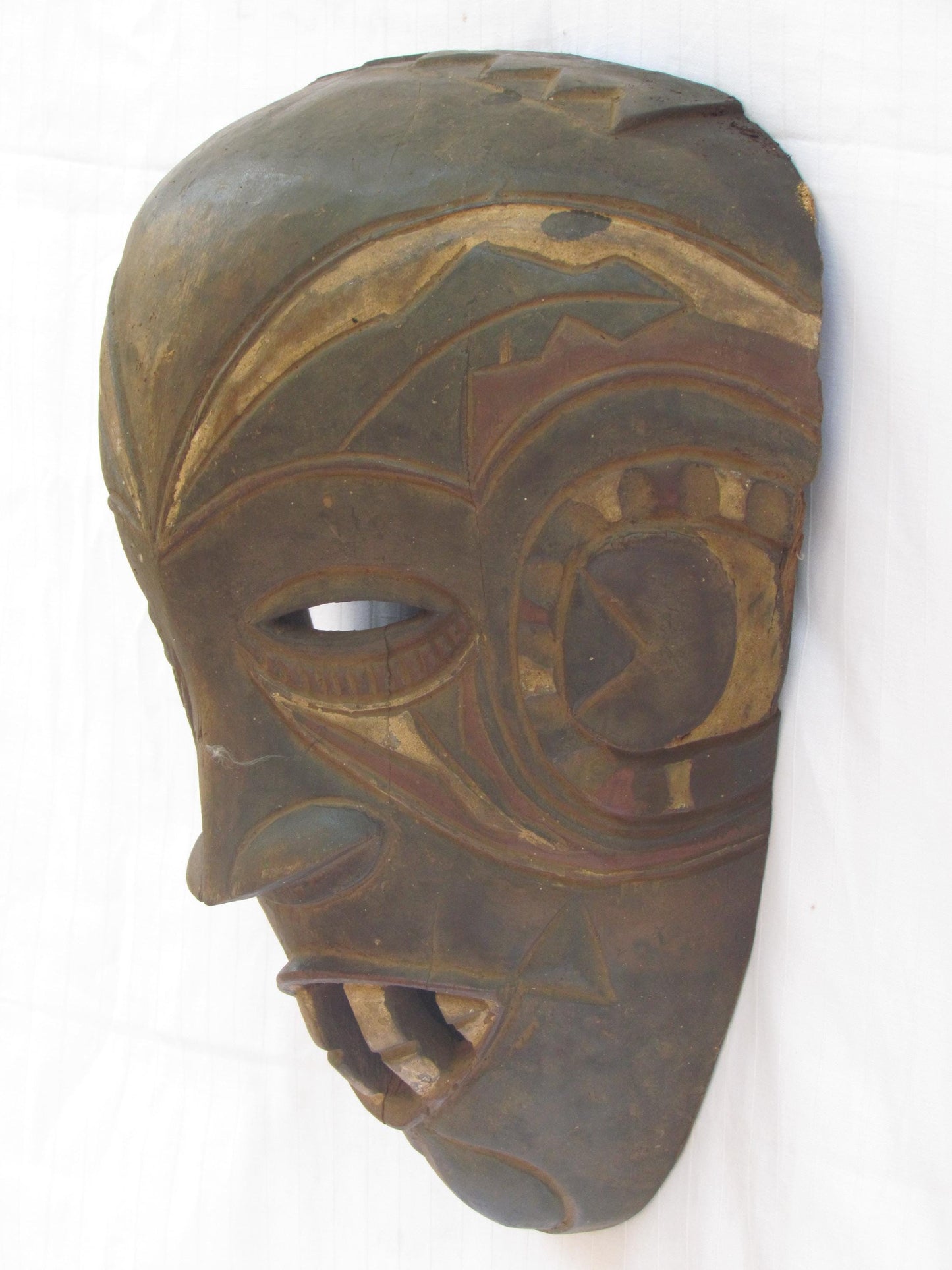 Hand carved wall hanging African traditional wooden mask from D.R.C