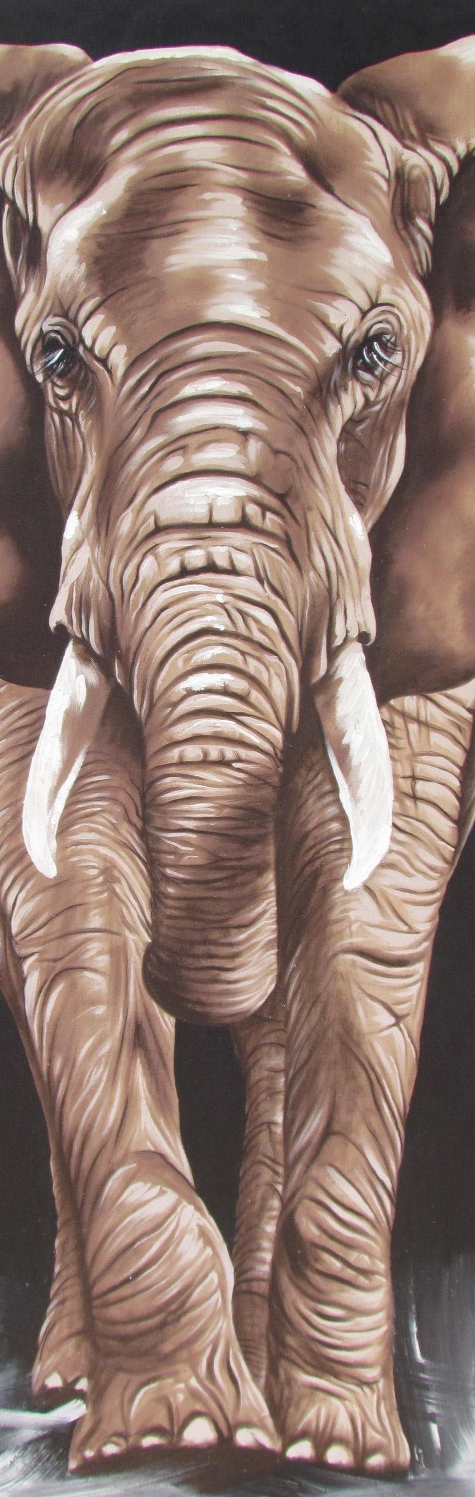 Tableau sur toile représentant un éléphant d'Afrique – Peinture acrylique réaliste représentant un animal sauvage, décoration murale faite à la main, décoration safari, sans cadre et signée