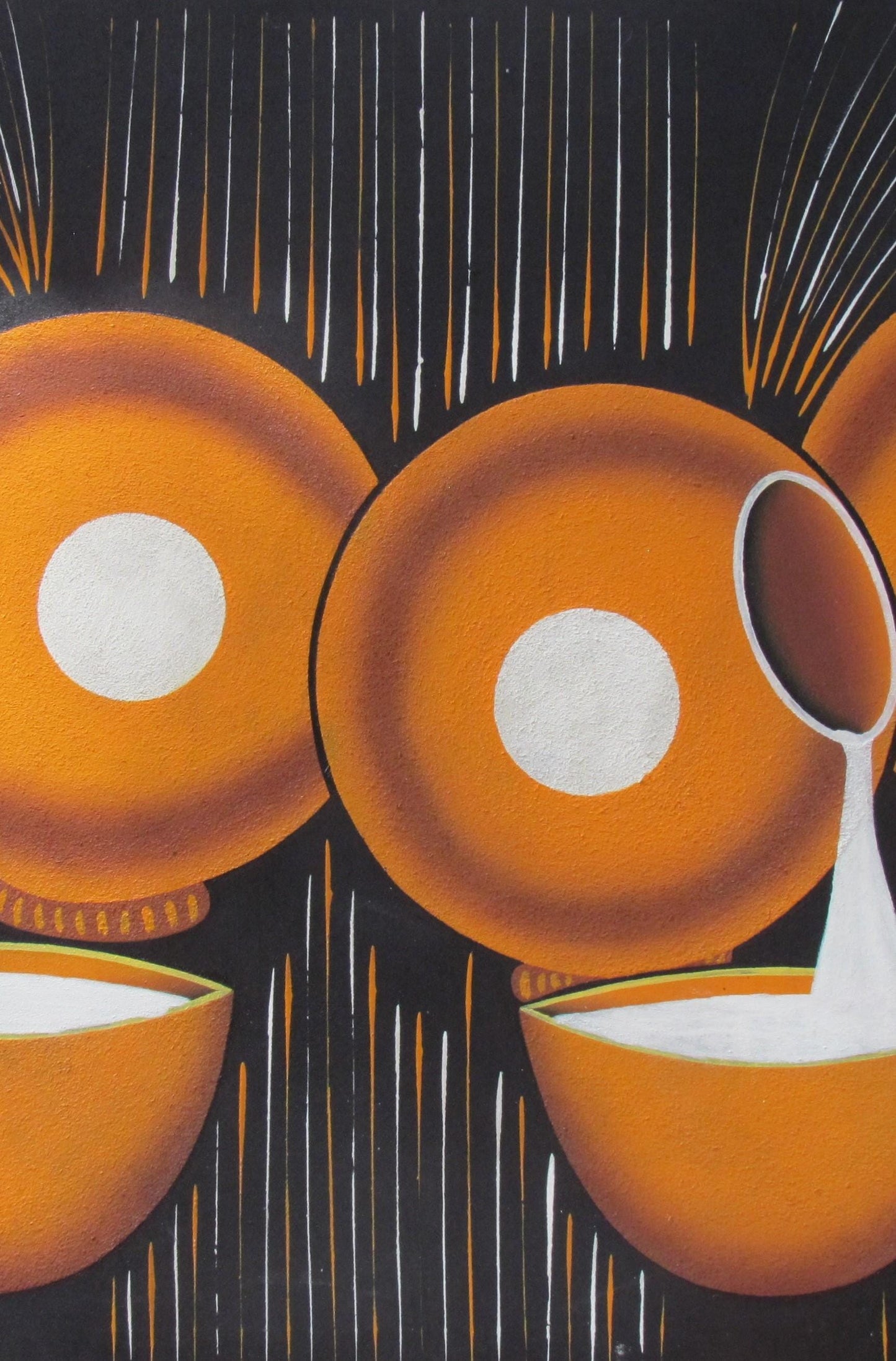 Arte ruandés con calabaza | Pintura sobre almacenamiento de leche | Decoración de pared africana | Lienzo de cocina Ikivuguto | Regalo de cultura tribal