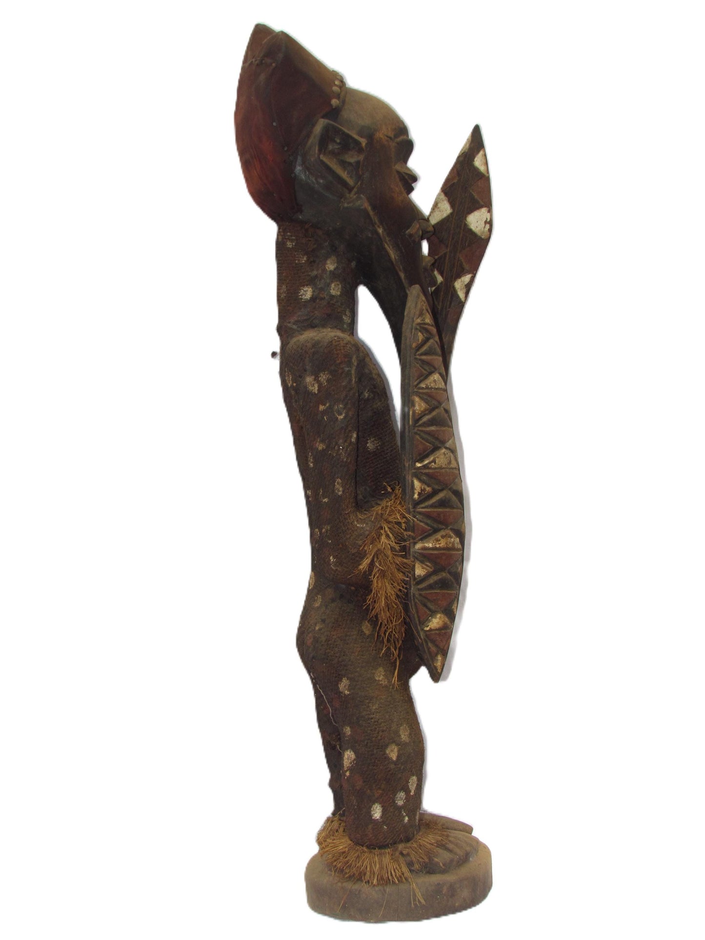Antique Pende Tribe " Warrior Chief" Original Vintage Statue Carved Wood Congolese Sculpture Africa.