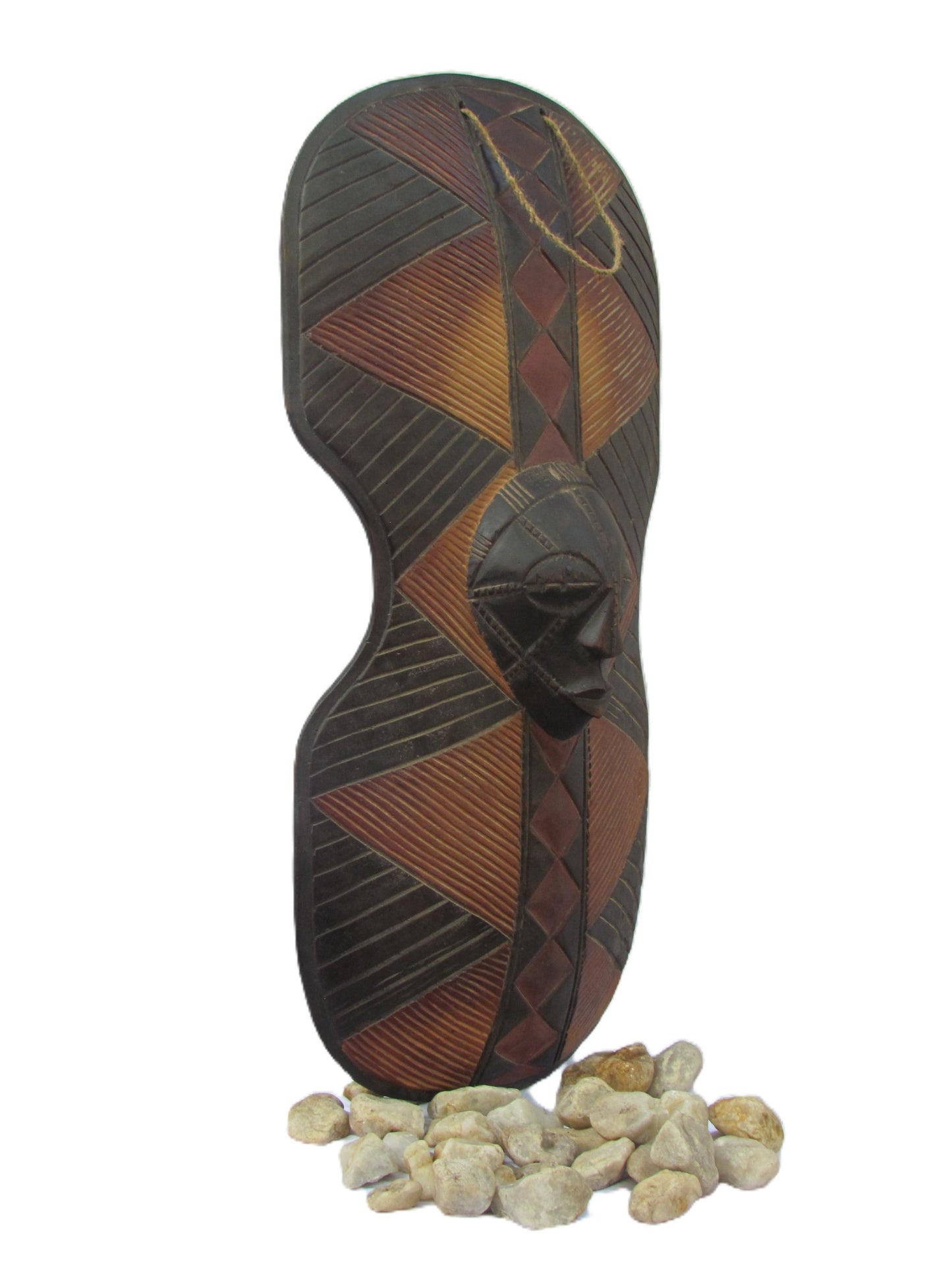 Luba Congo Mask Shield – Hand-Carved African Wall Art – Tribal Decor from DRC – Gallery-Quality Wood Sculpture