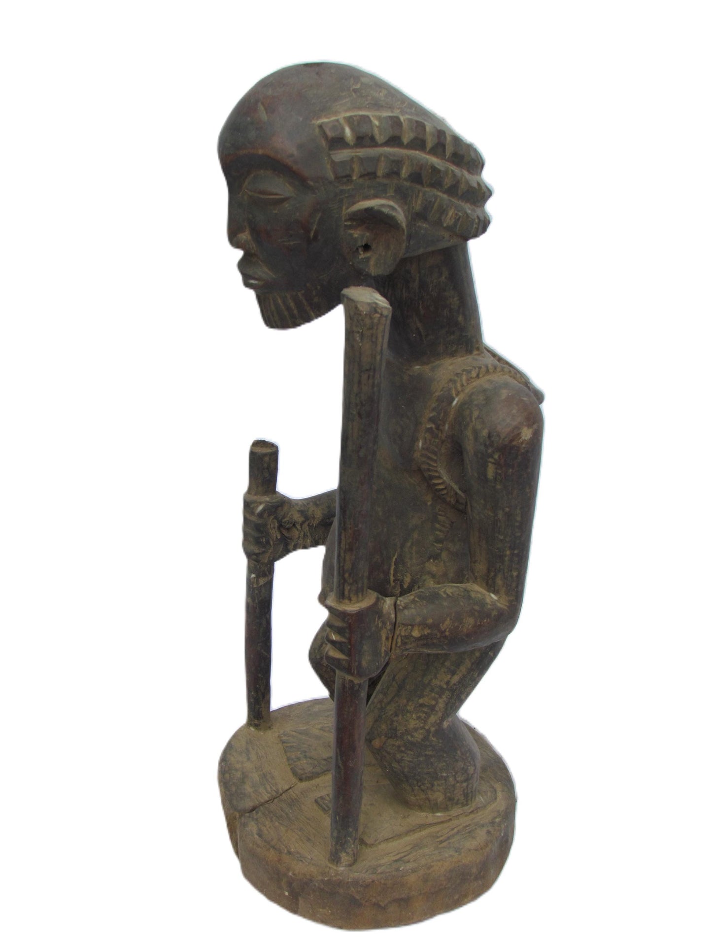 Figurine Luba (homme Shamba) en bois, sculptures d'art en bois antiques, statue traditionnelle unique du Congo