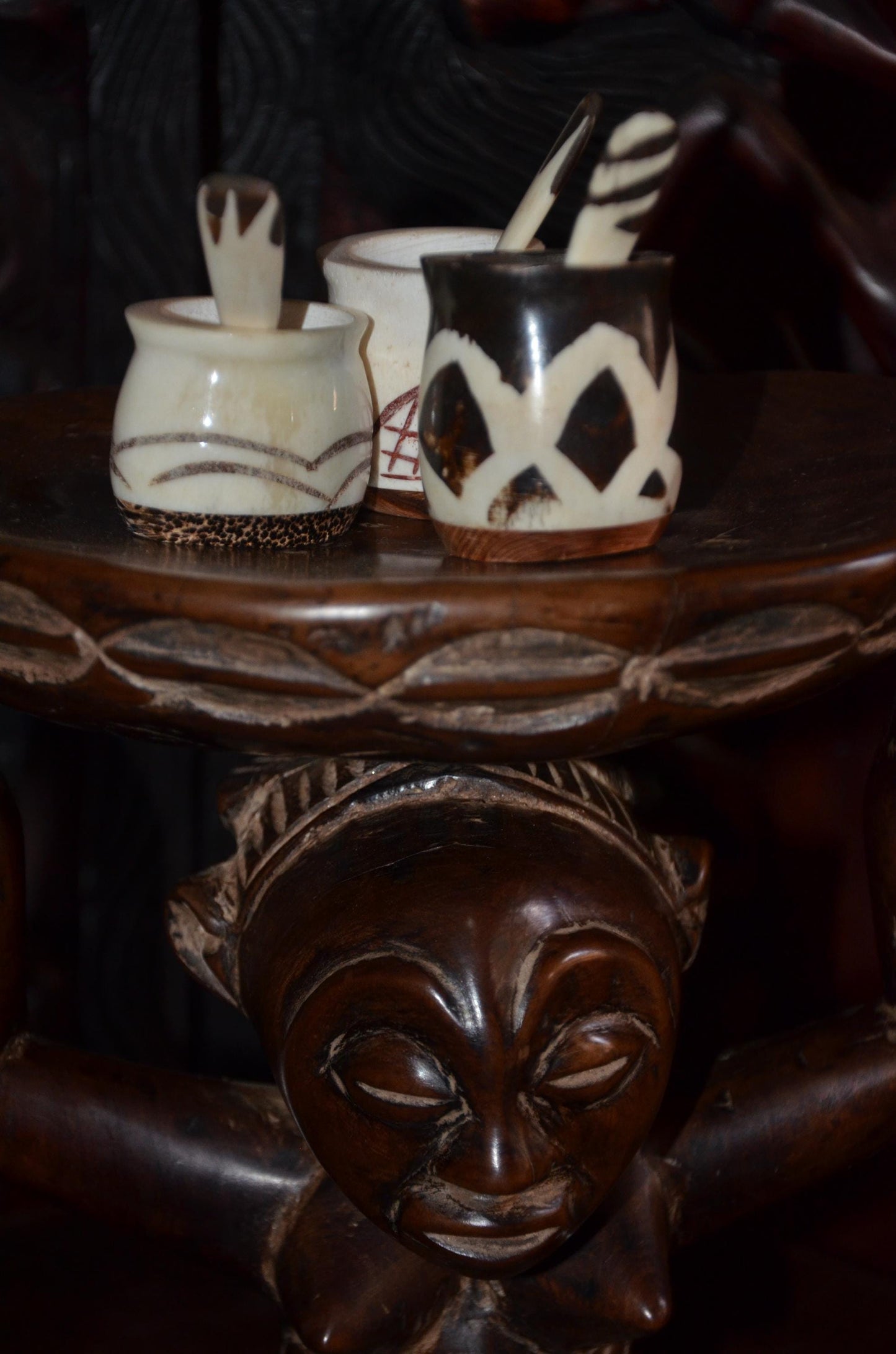 Luba Caryatid Stool – 11" Hand-Carved Wood Sculpture – Congo Tribal Art