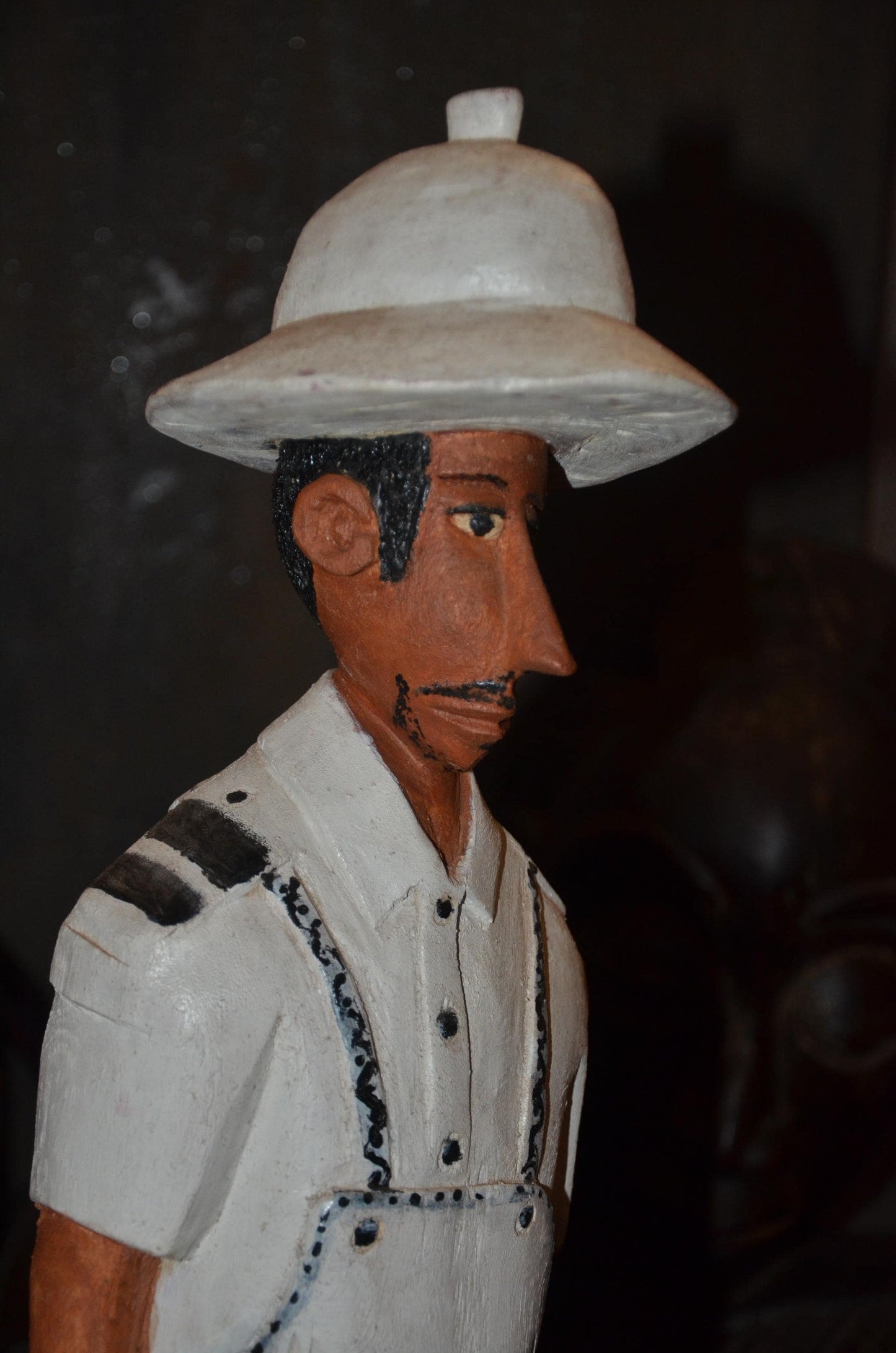 Colonial Era Figure | Hand-Carved Wooden Statue | Tribal Ethnographic Art