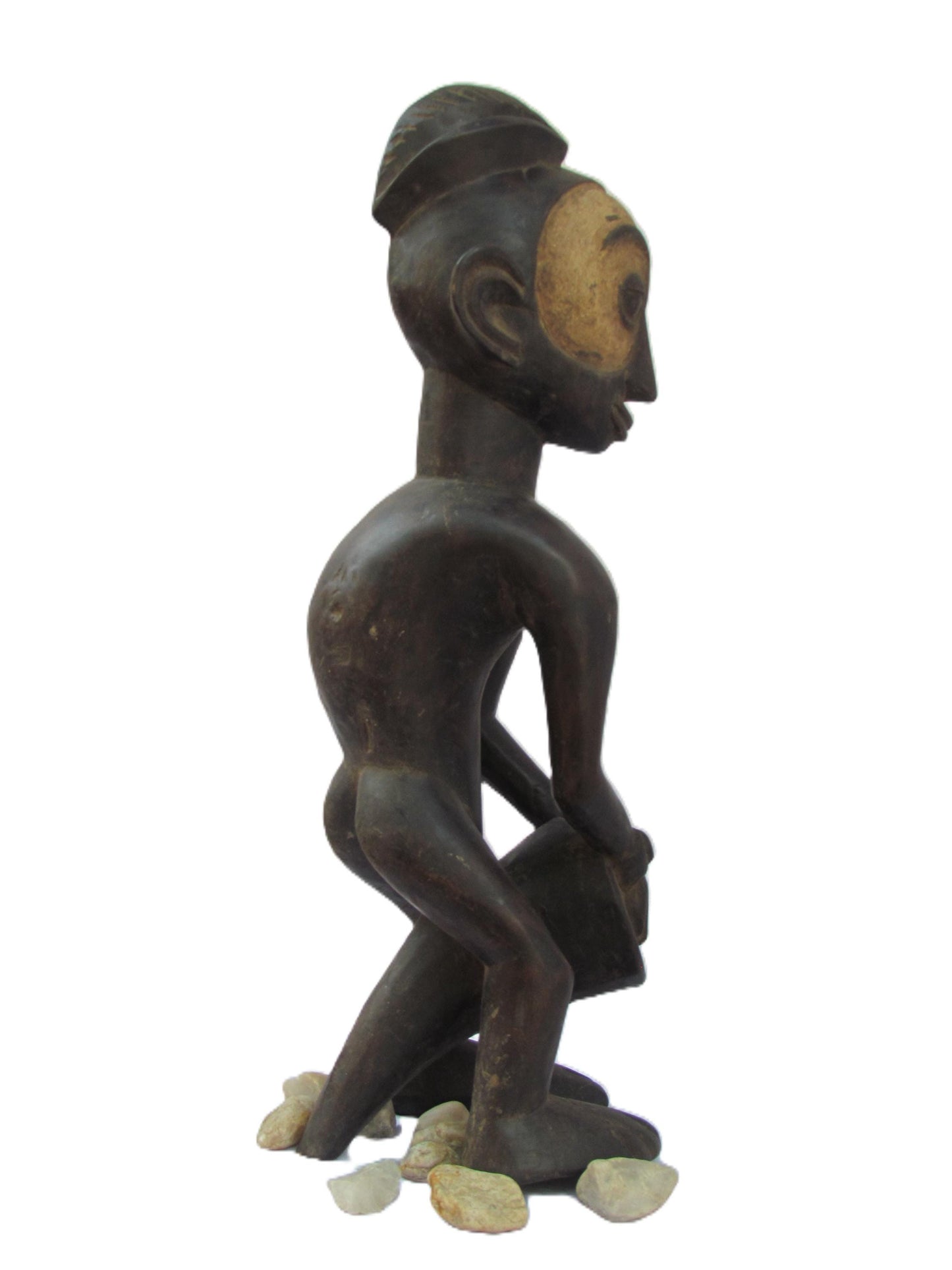 Statue antique de la tribu Suku – Figurine en bois primitif sculptée à la main | Art tribal congolais de RDC | Sculpture ancestrale africaine vintage