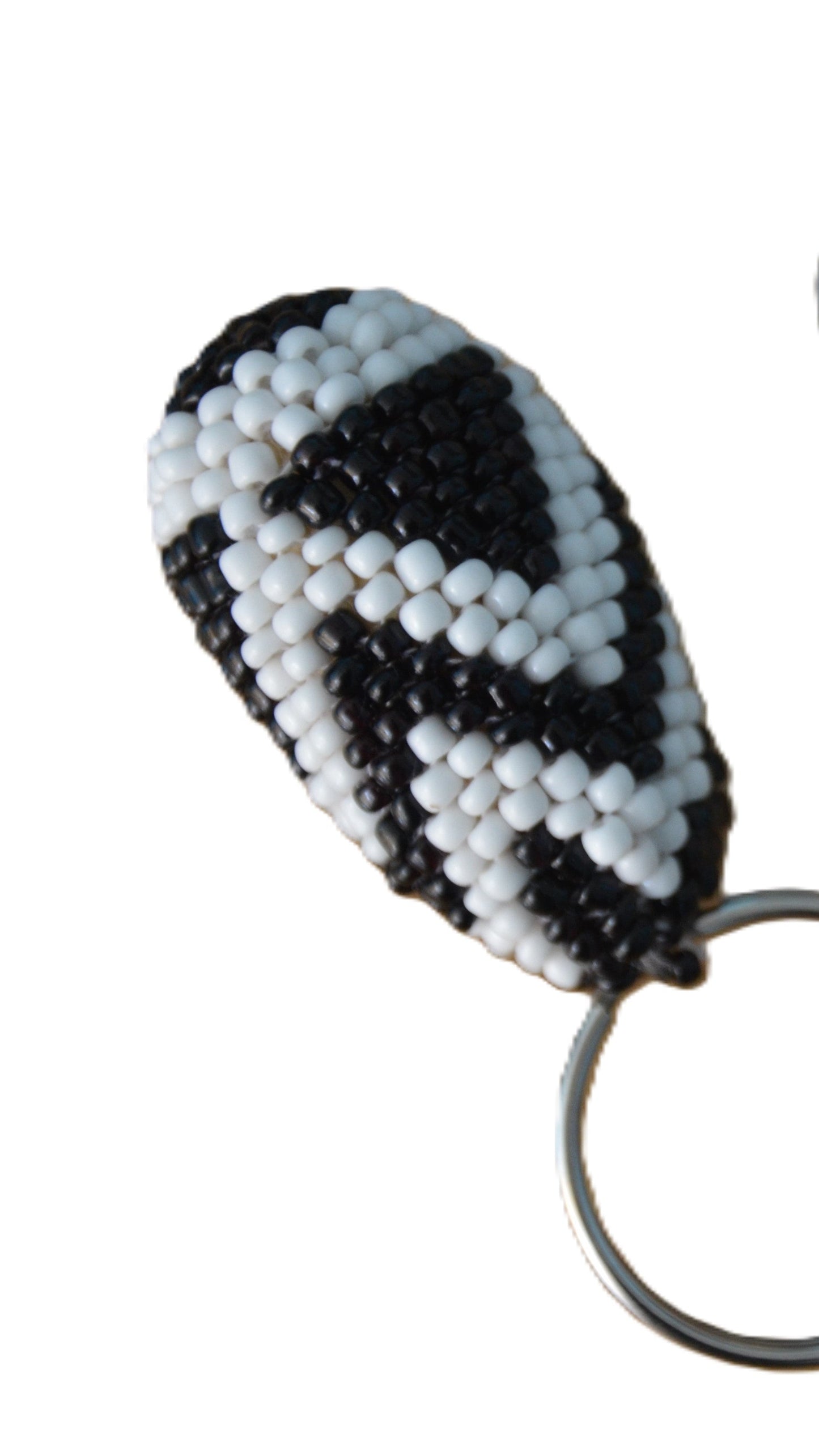 Black and White Beaded Keyholder – Handmade African Beaded Keychains | Tribal Pattern Key Rings | Rwandan Artisan Gifts