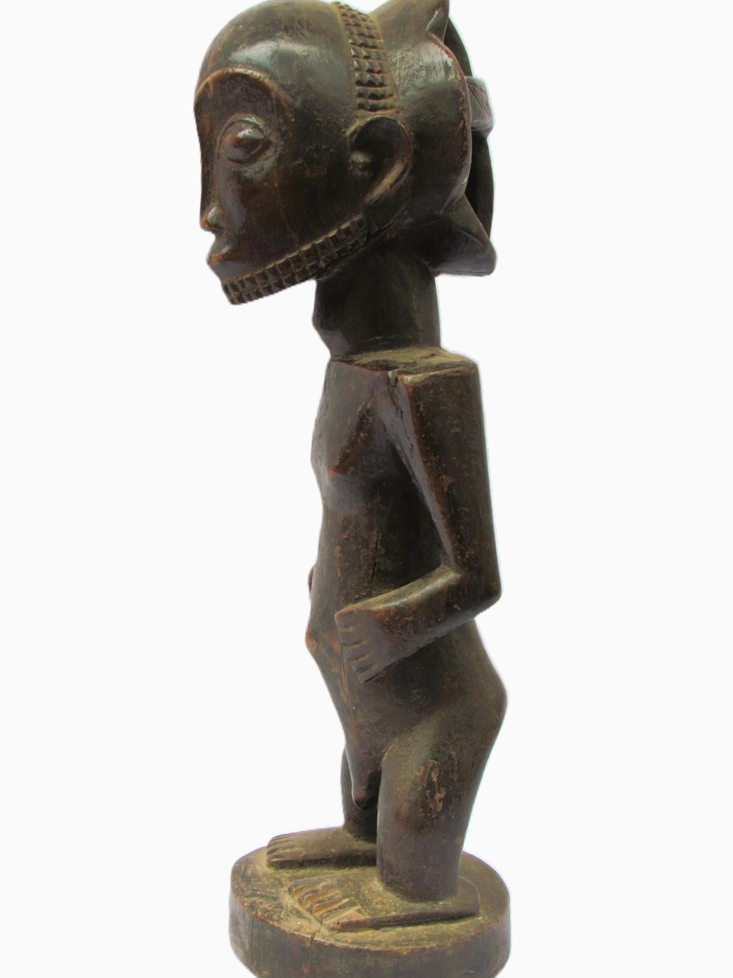 Statue africaine originale primitive en bois sculpté de la tribu Luba Congo
