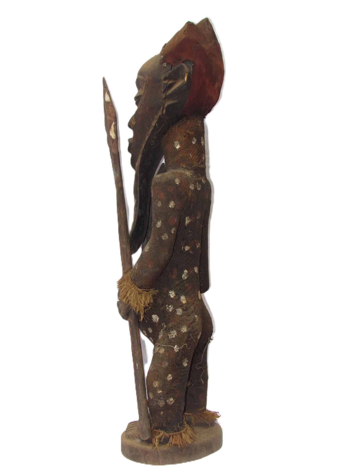 Antique Pende Tribe " Warrior Chief" Original Vintage Statue Carved Wood Congolese Sculpture Africa.
