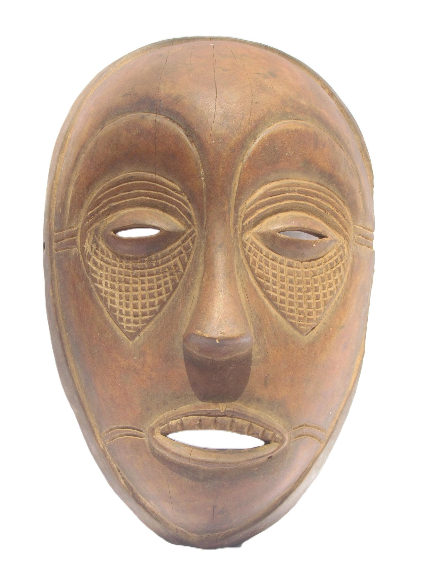 Antique Luba Tribe Wooden Brown Mask from Congo