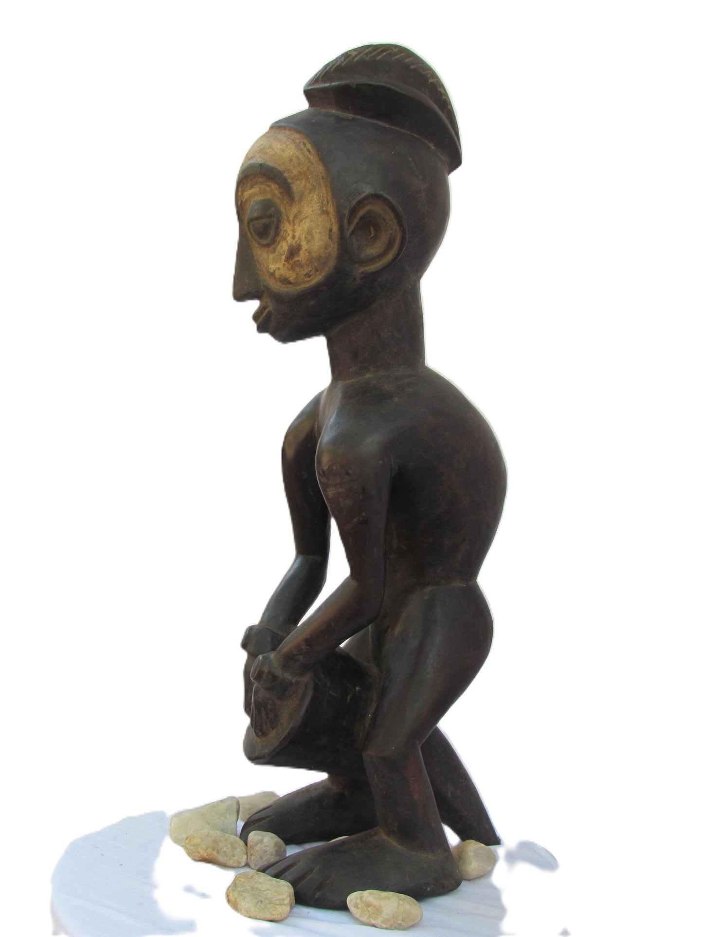 Statue antique de la tribu Suku – Figurine en bois primitif sculptée à la main | Art tribal congolais de RDC | Sculpture ancestrale africaine vintage