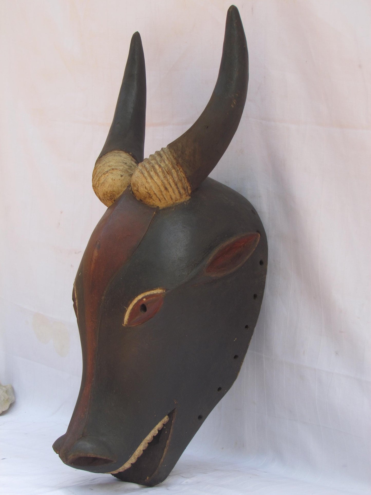 Vintage hand carved wall hanging African traditional wooden mask from D.R.C