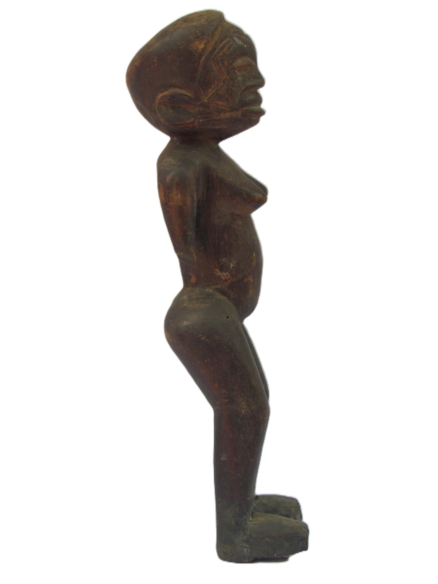 Statue originale antique Makonde Femme Rare Objet d'art primitif sculpté en bois Tanzanie Afrique.