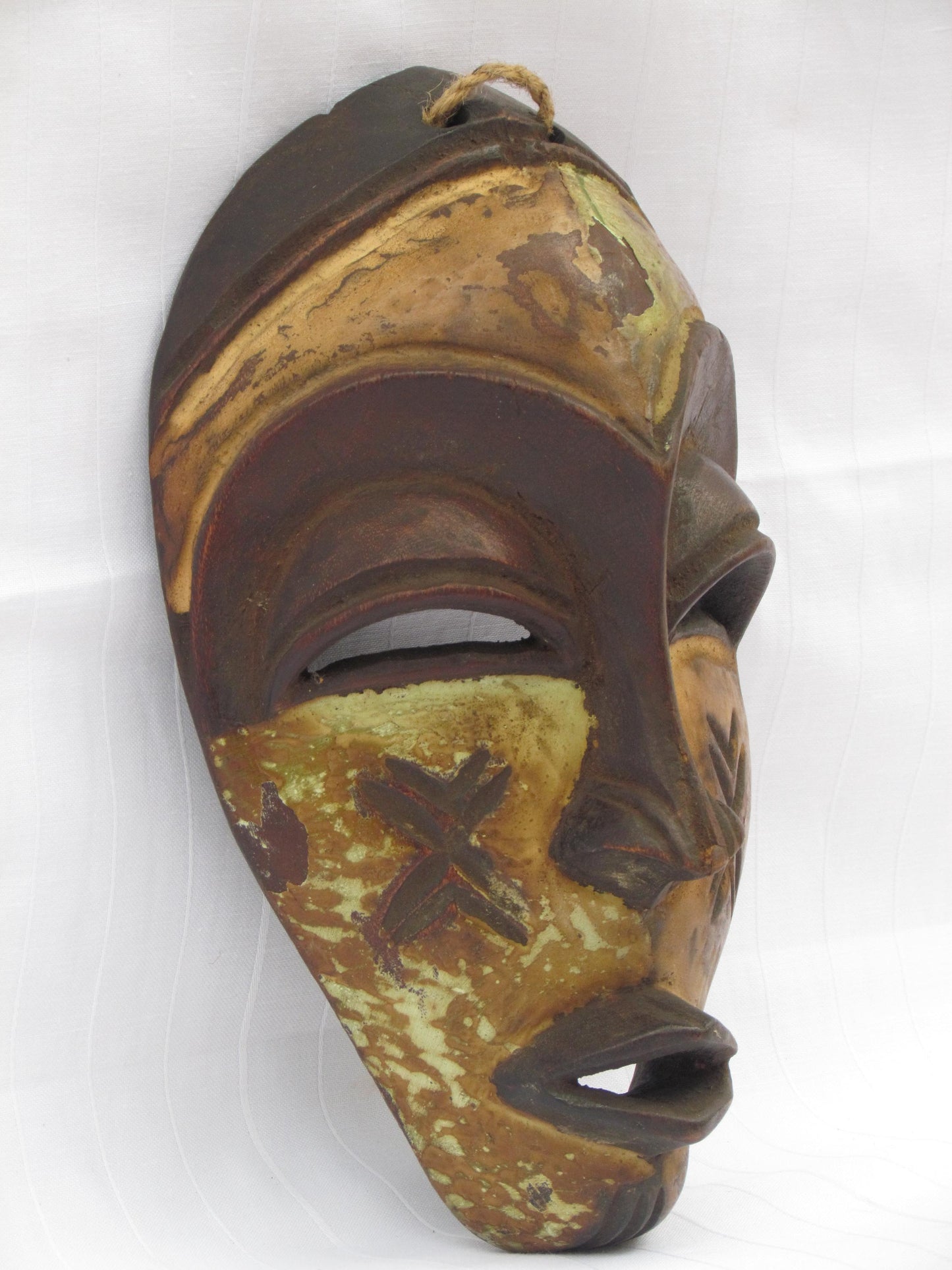 Vintage hand carved wall hanging African traditional wooden mask from D.R.C