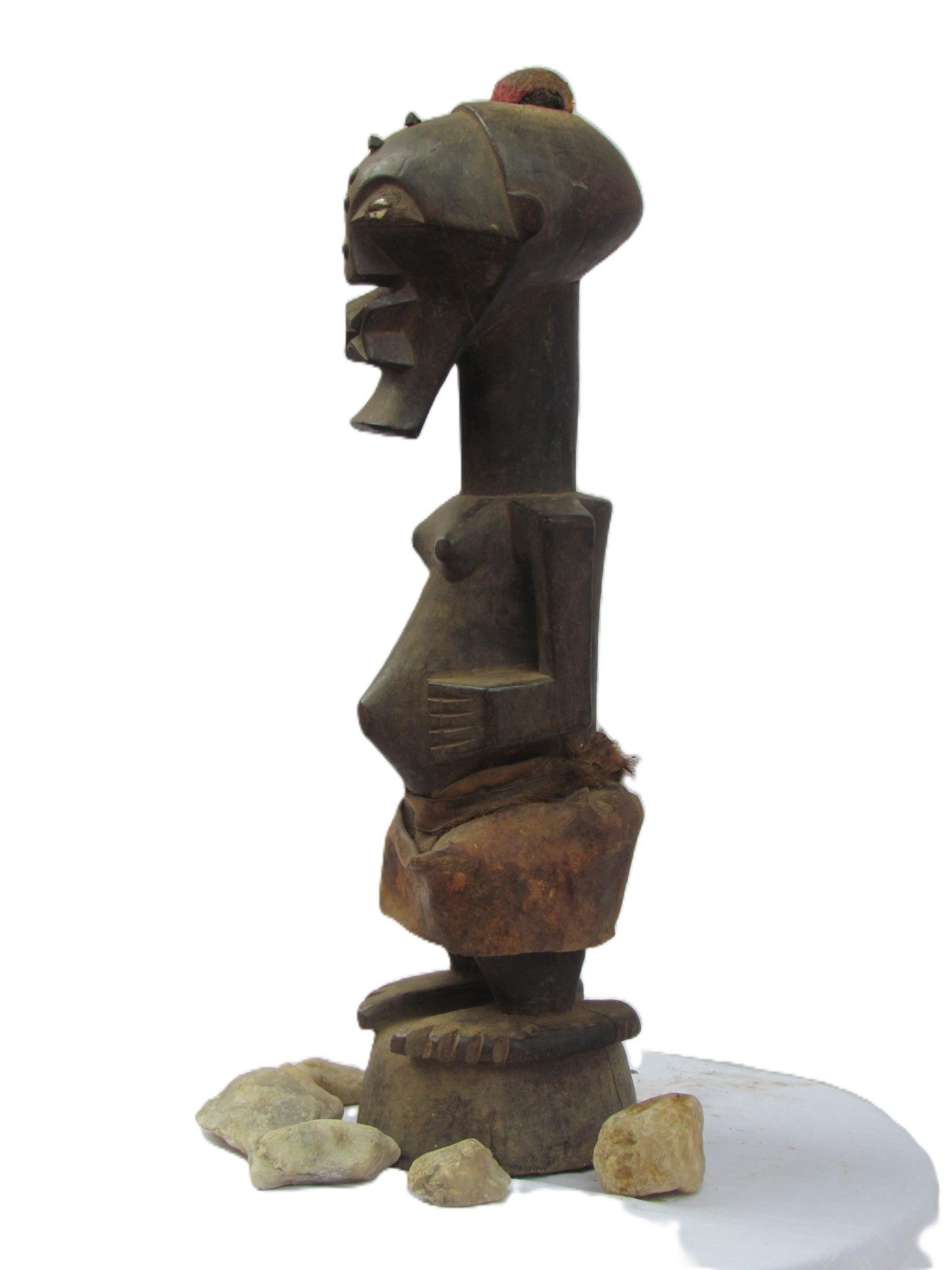 Statuette de pouvoir Songye Nkisi – Statue masculine d'art tribal africain | Sculpture d'ancêtre en bois sculpté à la main du Congo | Décor des années 1930