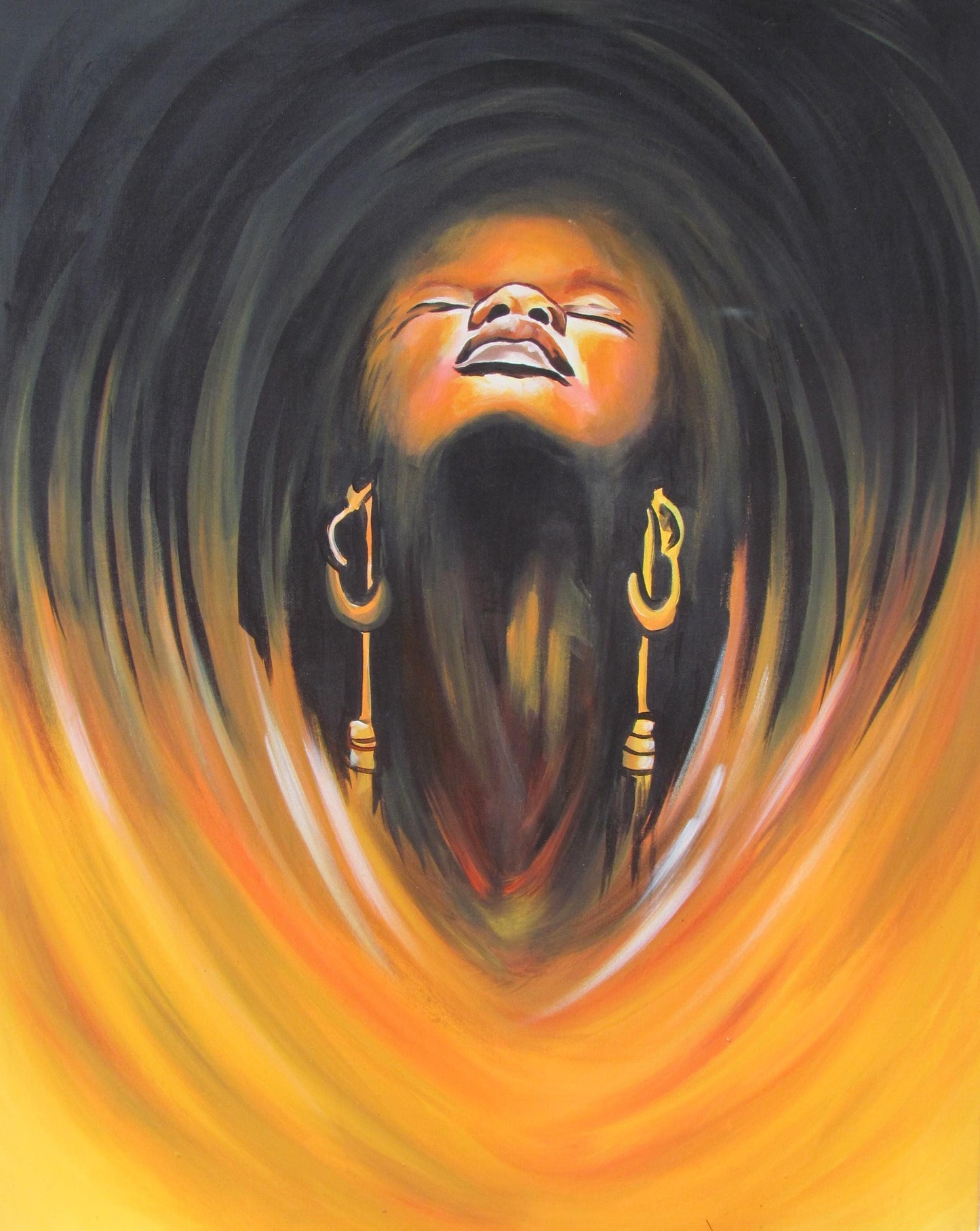 Décoration murale pour l'émancipation des femmes noires | Portrait de femme pleine de conscience | Décoration d'intérieur afrocentrique | Art de méditation pour femmes
