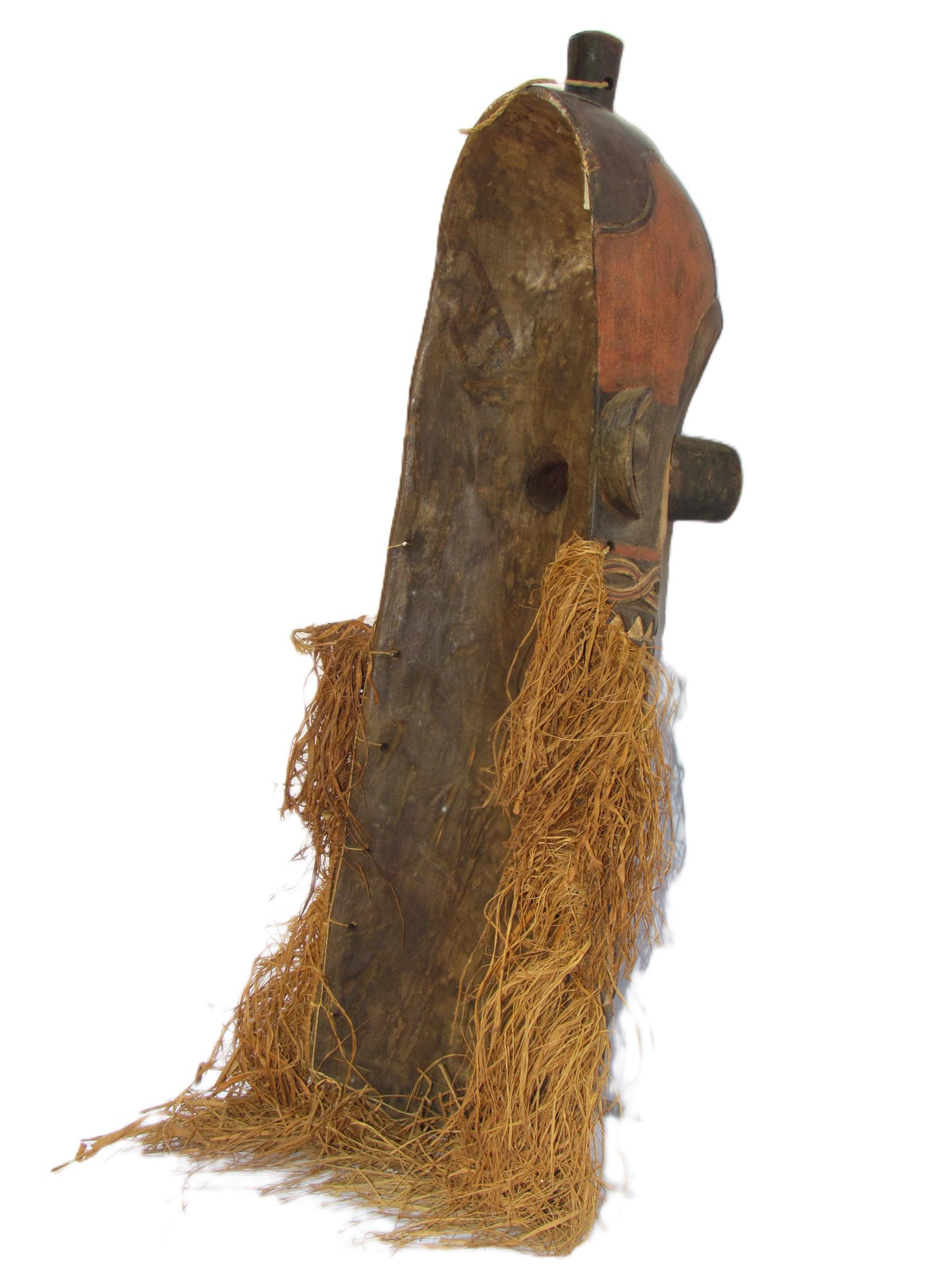 Rare African Tribal Brown Mask from MBOLE tribe with a Long nose, Primitive art DRC Zaire ethnographic art ethnic object home decor.