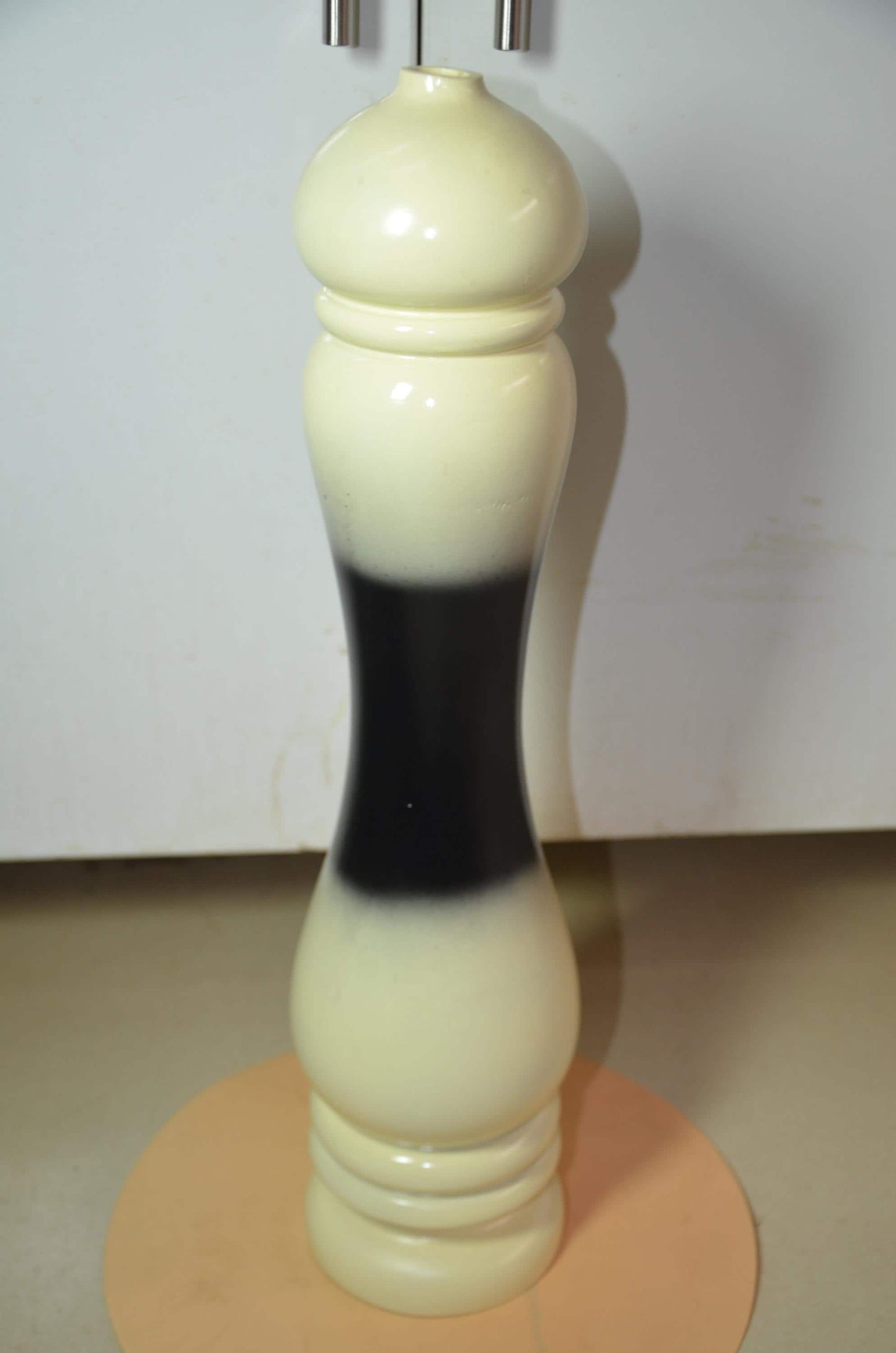 Wood Floor Vase – Black & Cream Totem Spindle Vase, Modern Nordic Home Decor