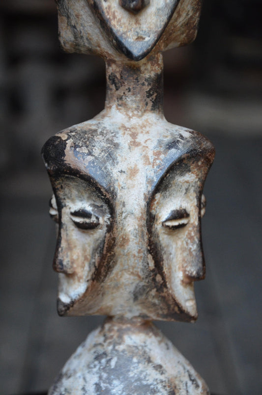 Authentic Lega Multi-Faced Statue | Sakimatwematwe | Tribal Wood Art