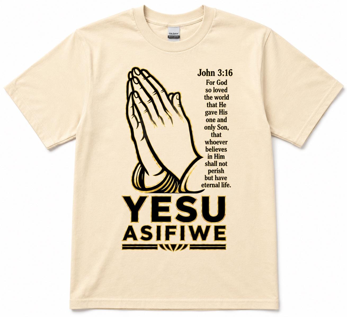 Yesu Asifiwe T-Shirt, John 3:16 Christian Shirt, Swahili Faith Tee, Praying Hands Shirt, African Christian Gift, Unisex Gospel Tee