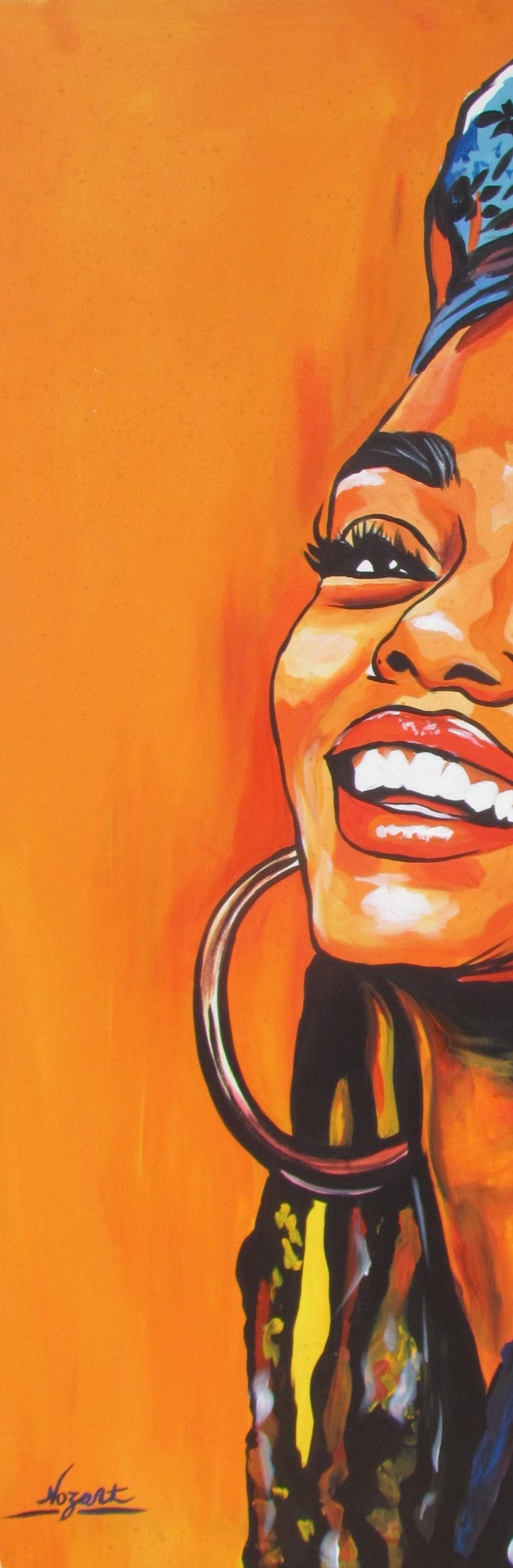 Peinture à l'huile représentant une femme africaine, art mural afro moderne, toile féminine noire audacieuse, art ethnique pour salon ou décoration intérieure