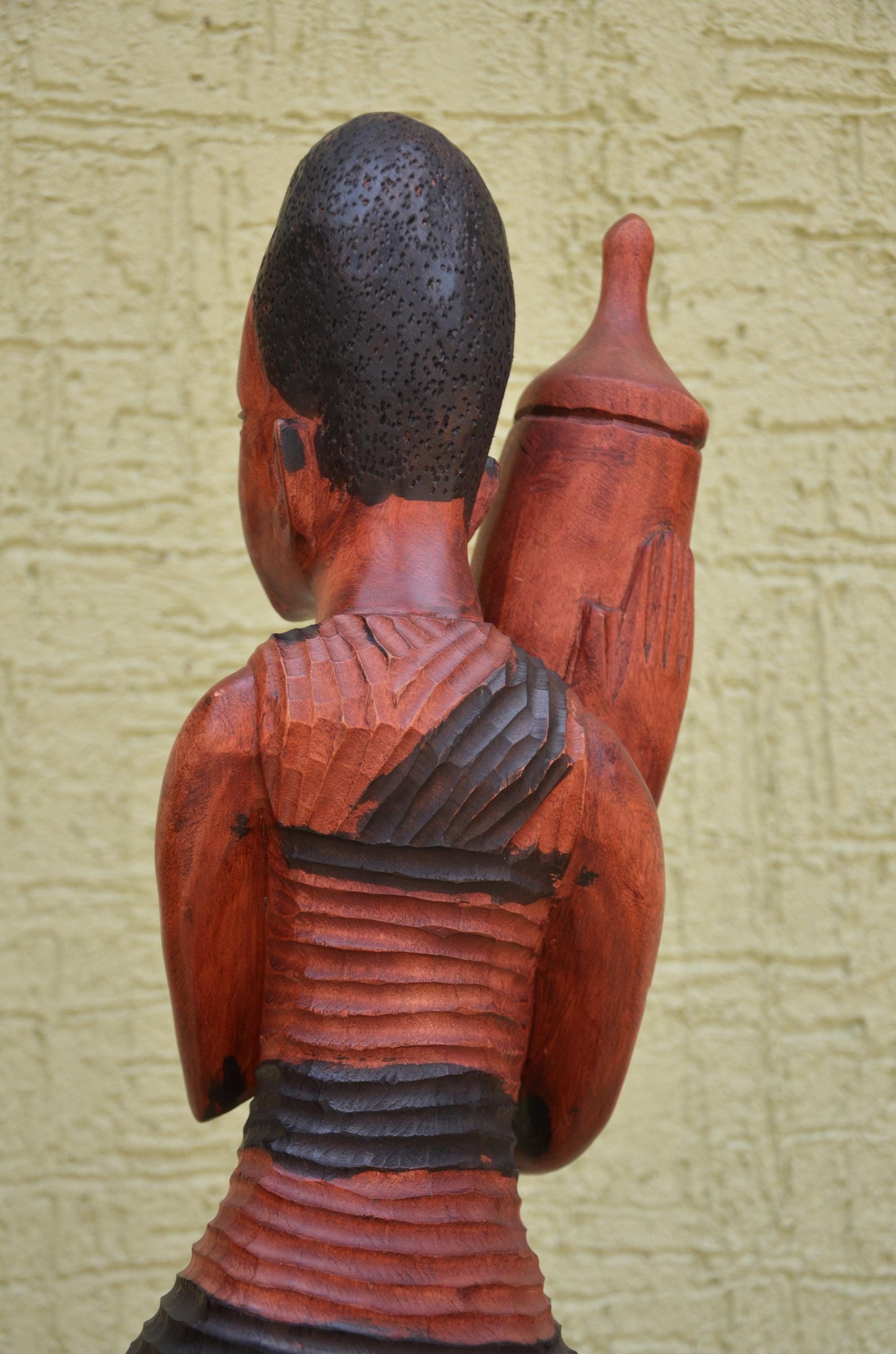 African Female Water Bearer Wooden Sculpture | Tribal Art