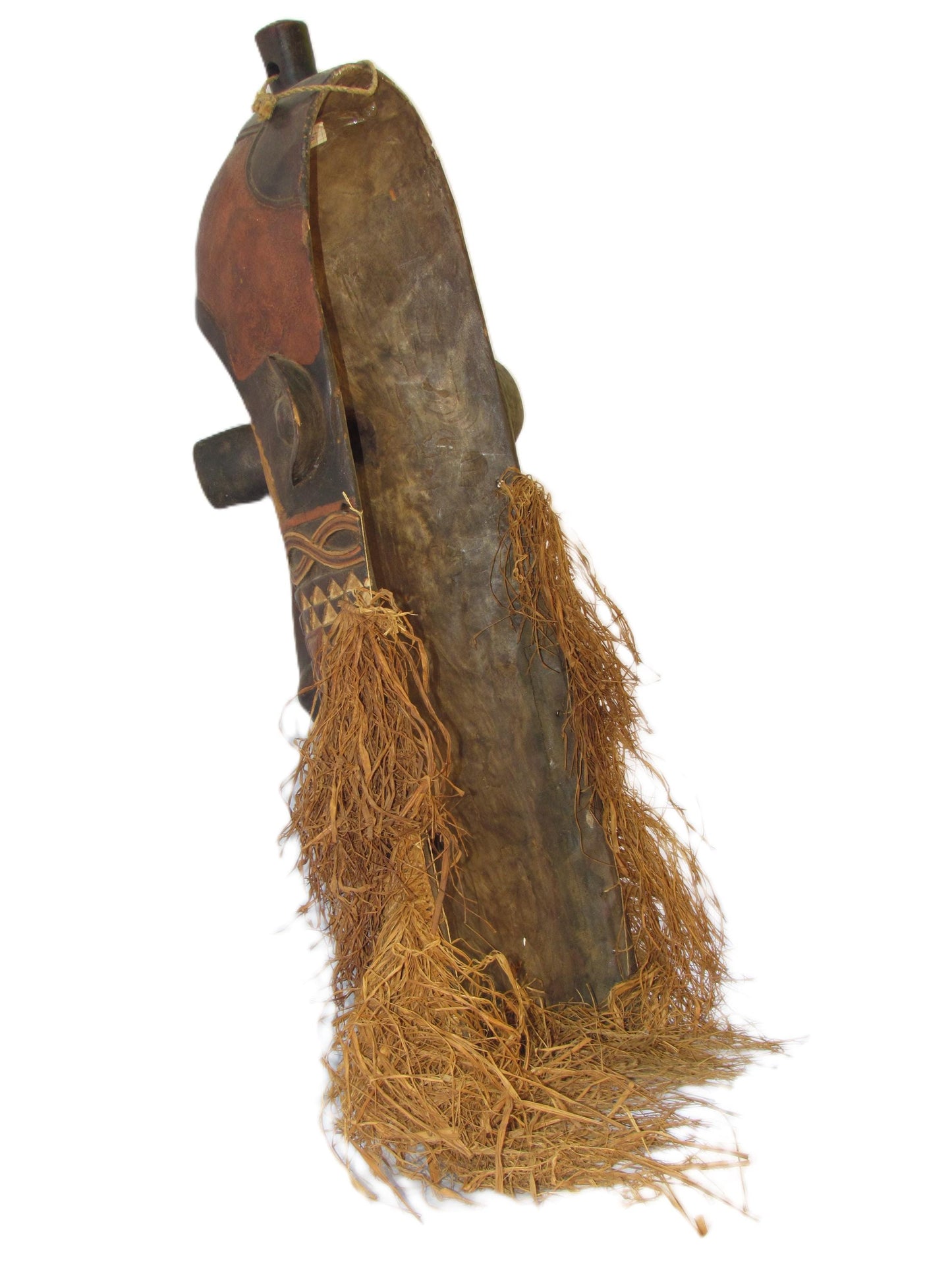 Rare African Tribal Brown Mask from MBOLE tribe with a Long nose, Primitive art DRC Zaire ethnographic art ethnic object home decor.