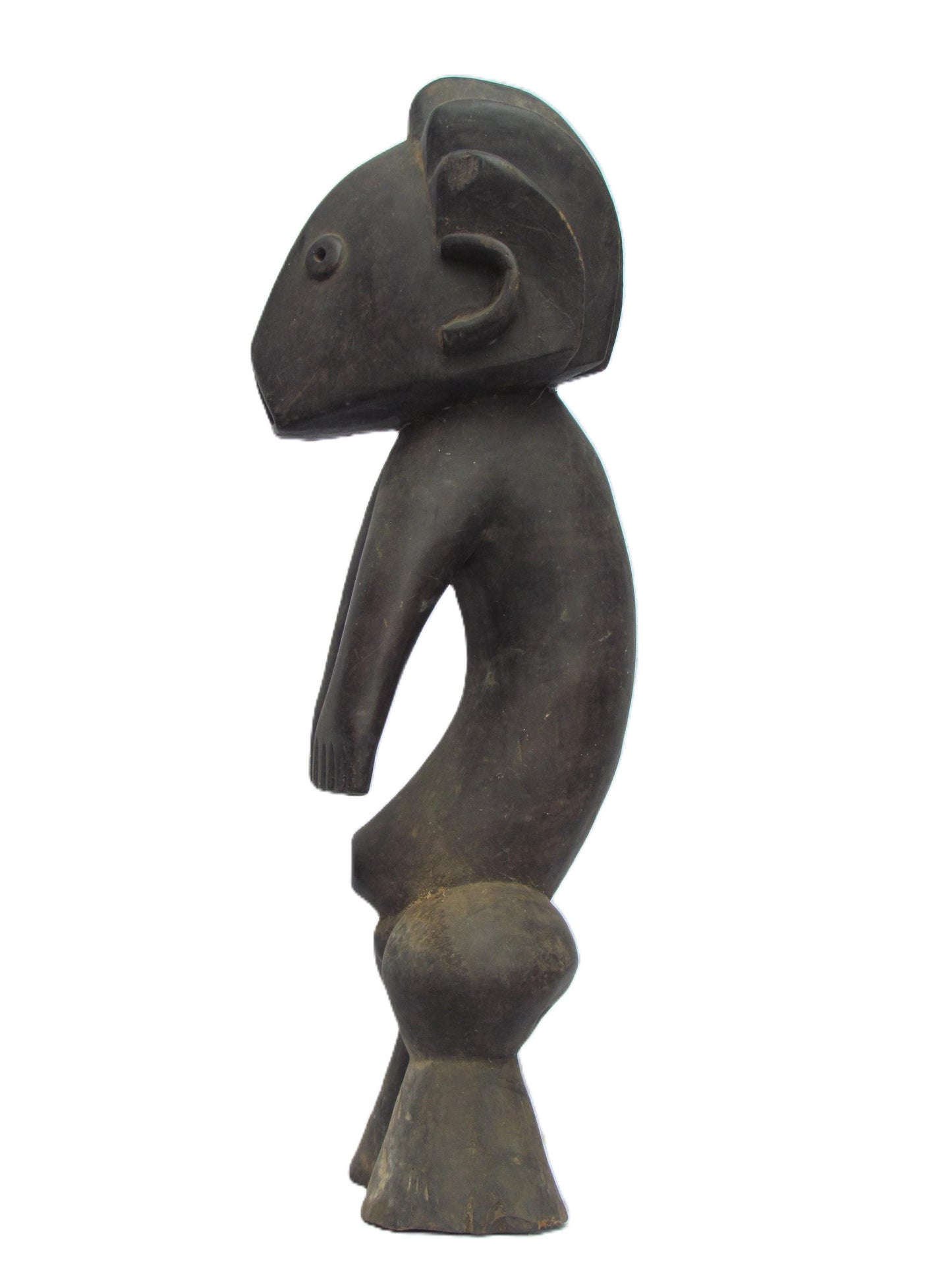 Statue originale Zande RDC Homme Congo Rare Sculpture primitive en bois sculpté.