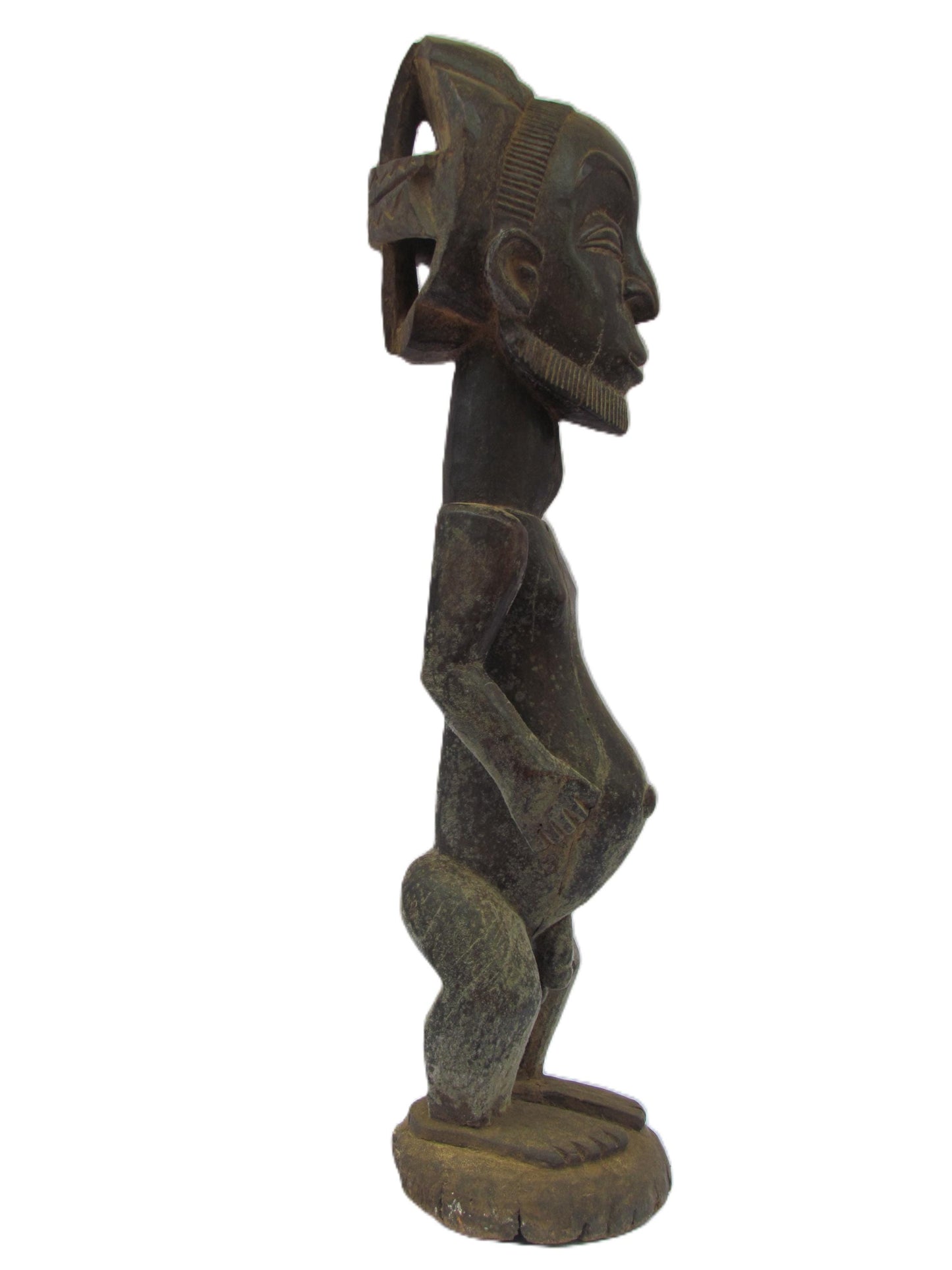 Statue africaine en bois sculpté à la main de la tribu Luba Hemba, Congo