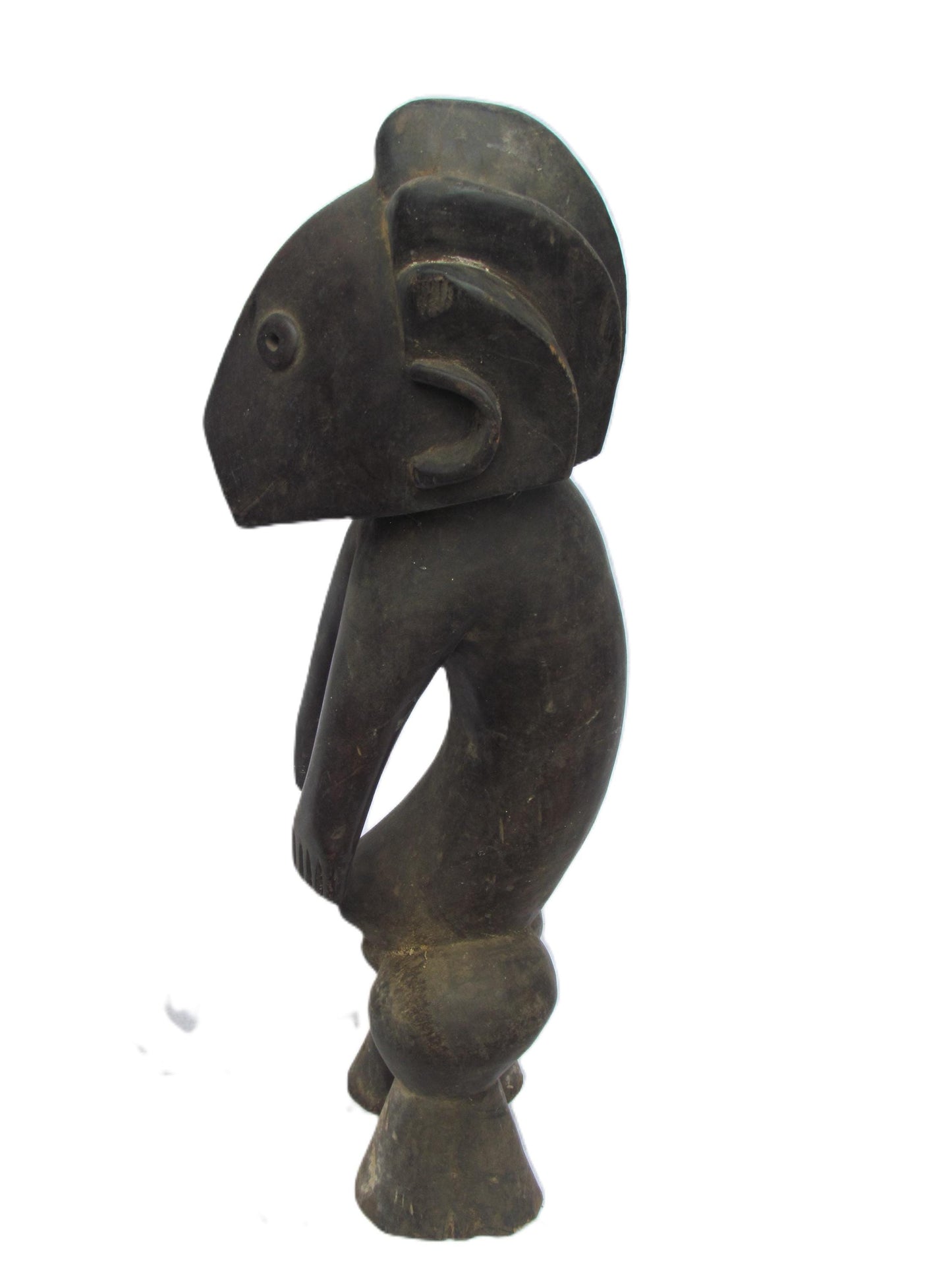 Statue originale Zande RDC Homme Congo Rare Sculpture primitive en bois sculpté.