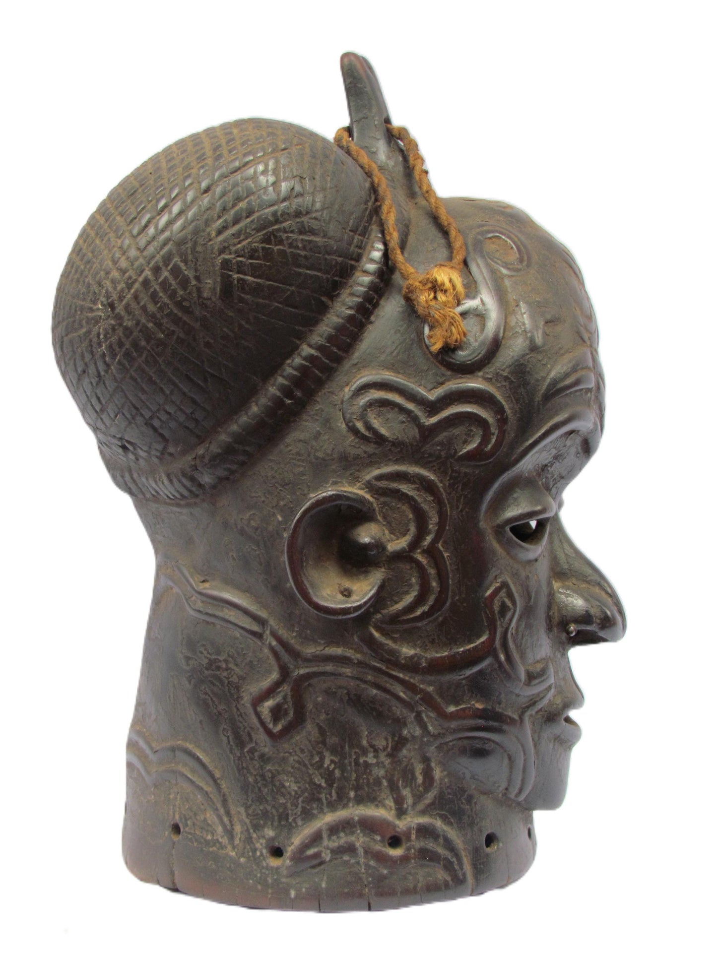 On Sale Intriguing Lulua Mask - Hand-Carved Wood Democratic Republic of the Congo Ritual Artifact Cultural Wall Hanging Earthy Brown
