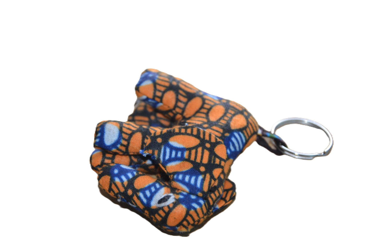 Handmade Elephant Ankara Keyholder, African Wax Print Fabric Keychain, Boho Safari Animal Bag Charm