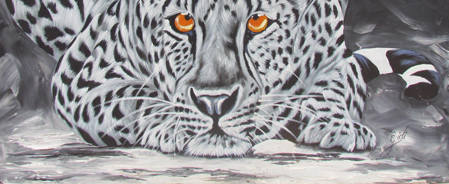 Impression murale Jaguar – Portrait d'animal sauvage de la jungle, œuvre d'art colorée de grand félin, techniques mixtes numériques et traditionnelles sur papier mat