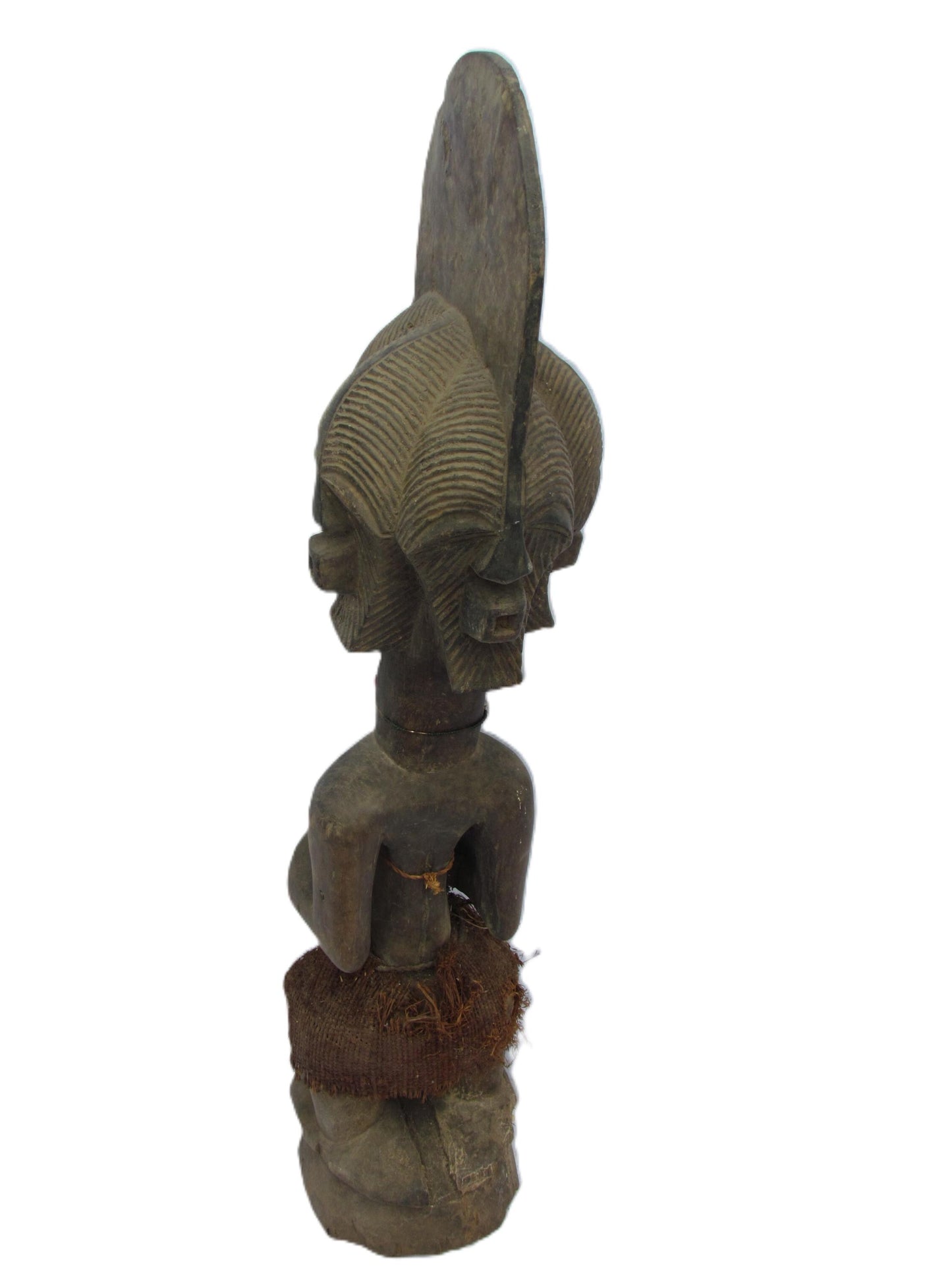 Original Wooden Tribal Songye Statue with Four Faces from DRC.