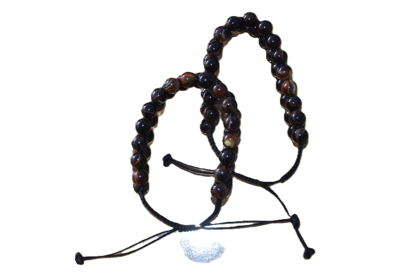 Dark Brown Rwandan Beaded Bracelets Pair, Handmade Geometric African Boho Jewelry Set, Earthy Cuff