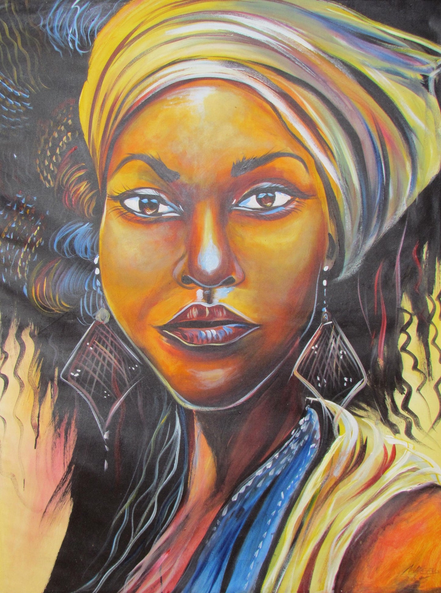 Toile d'art ethnique | Impression murale représentant une femme africaine | Décoration d'intérieur encadrée