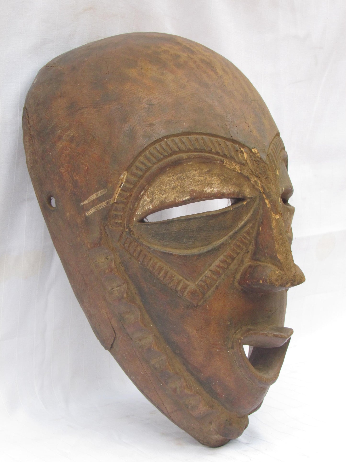 Hand carved wall hanging African traditional wooden mask from D.R.C