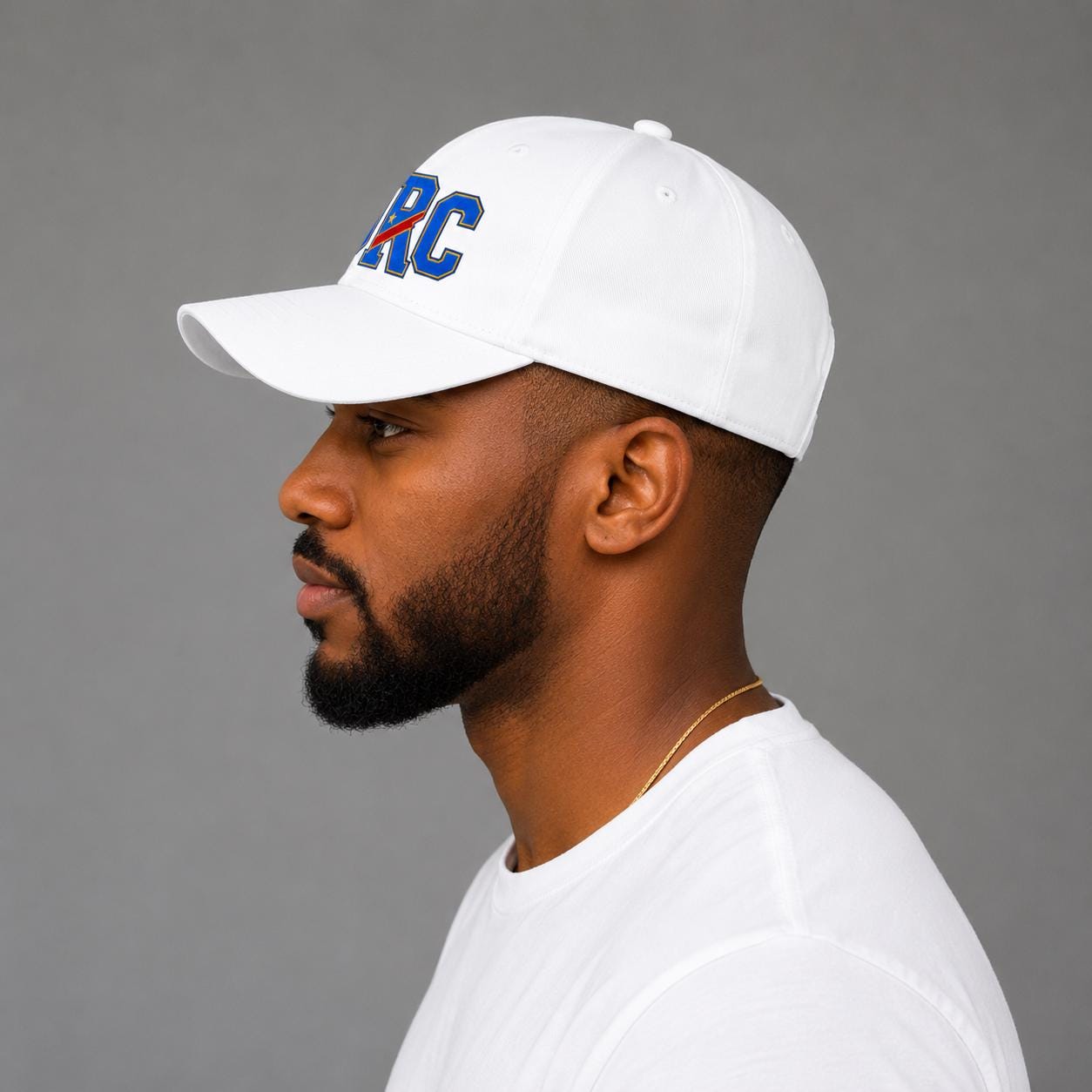 DRC Baseball Cap | Democratic Republic of Congo Hat | Congo Flag Cap | White Dad Hat | African Pride Hat | Unisex Adjustable Cap