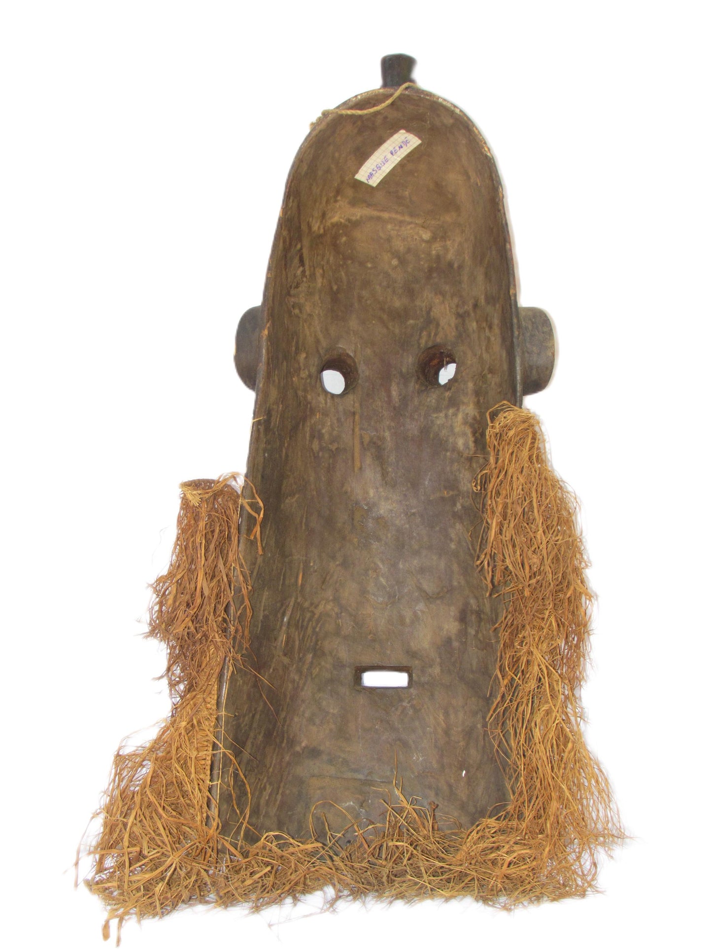 Rare African Tribal Brown Mask from MBOLE tribe with a Long nose, Primitive art DRC Zaire ethnographic art ethnic object home decor.