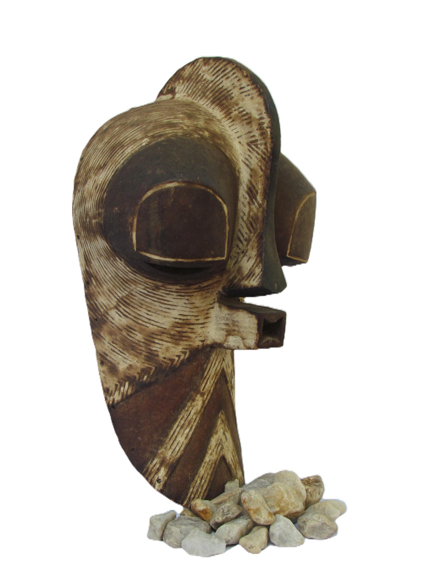 Authentic Songye Kifwebe Tribal Mask, Hand-Carved Congo African Face Mask, Bantu Art Wall Decor, Large Wooden Mask