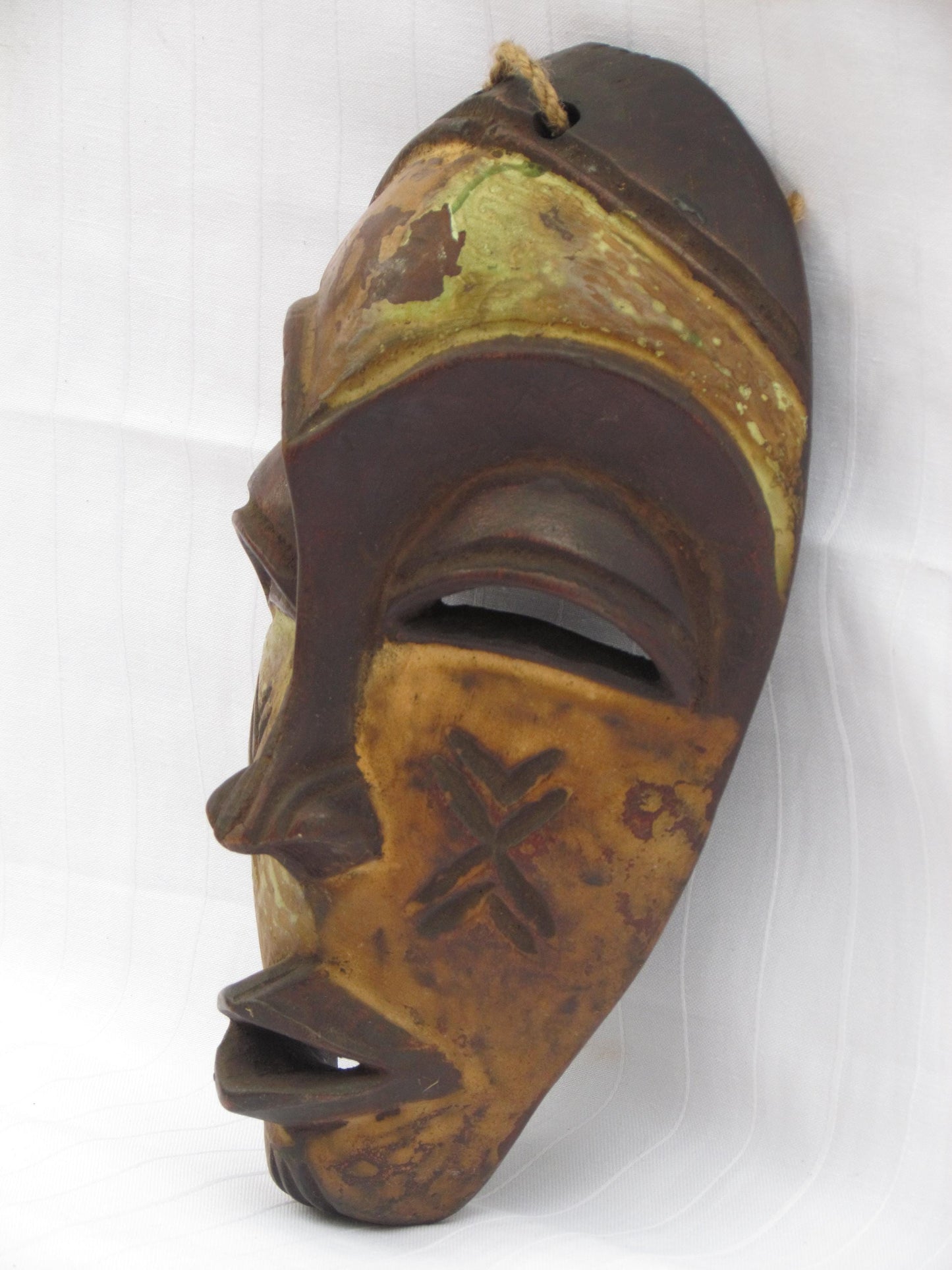 Vintage hand carved wall hanging African traditional wooden mask from D.R.C