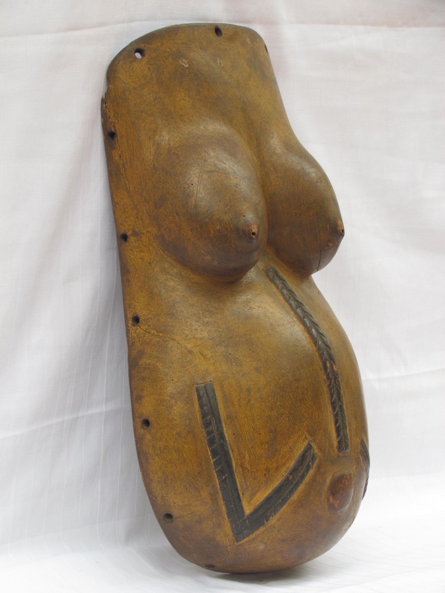 Vintage hand carved wall hanging African traditional wooden mask from D.R.C