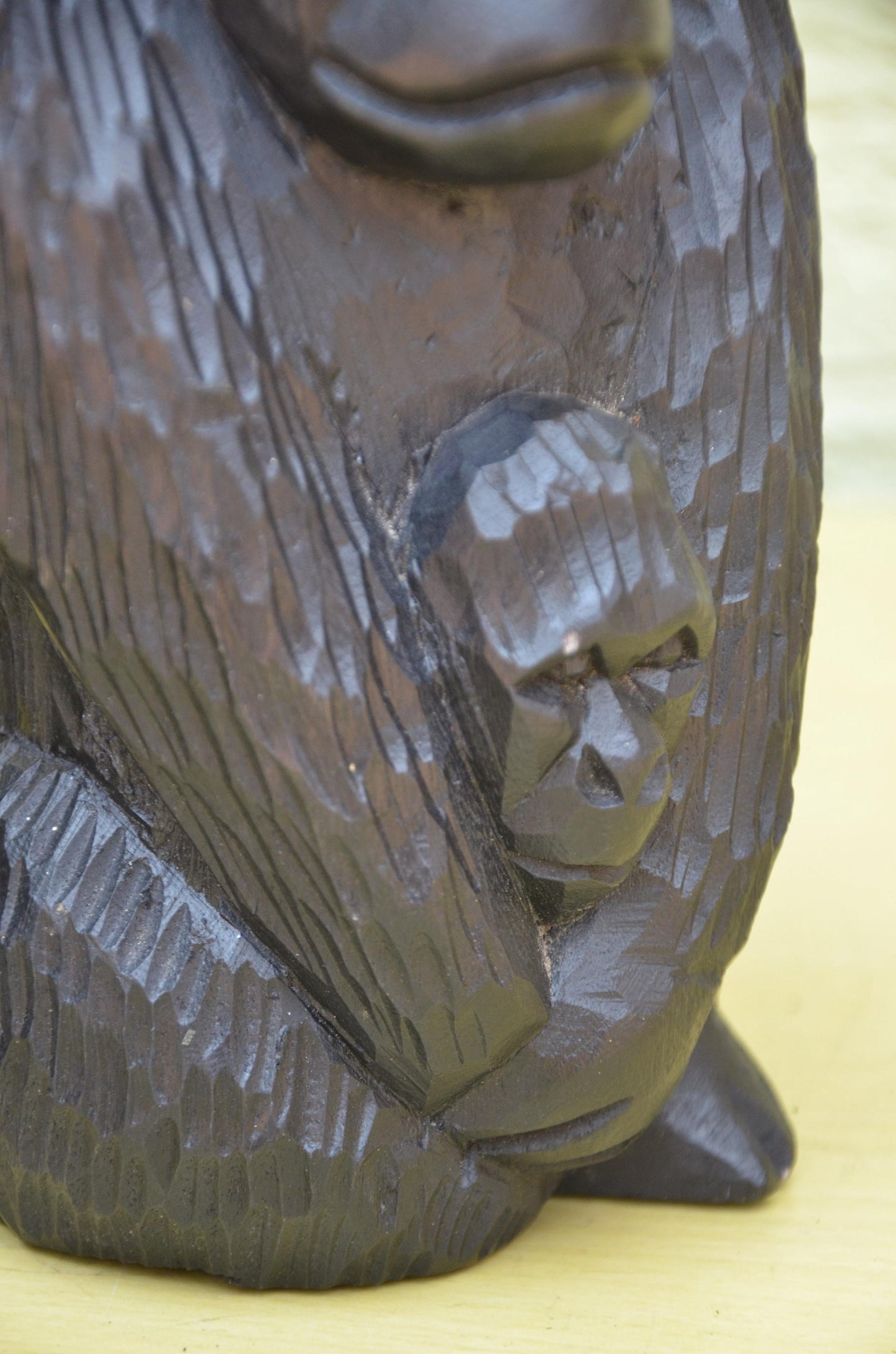 Hand Carved Wooden Gorilla Family Sculpture | Wildlife Art