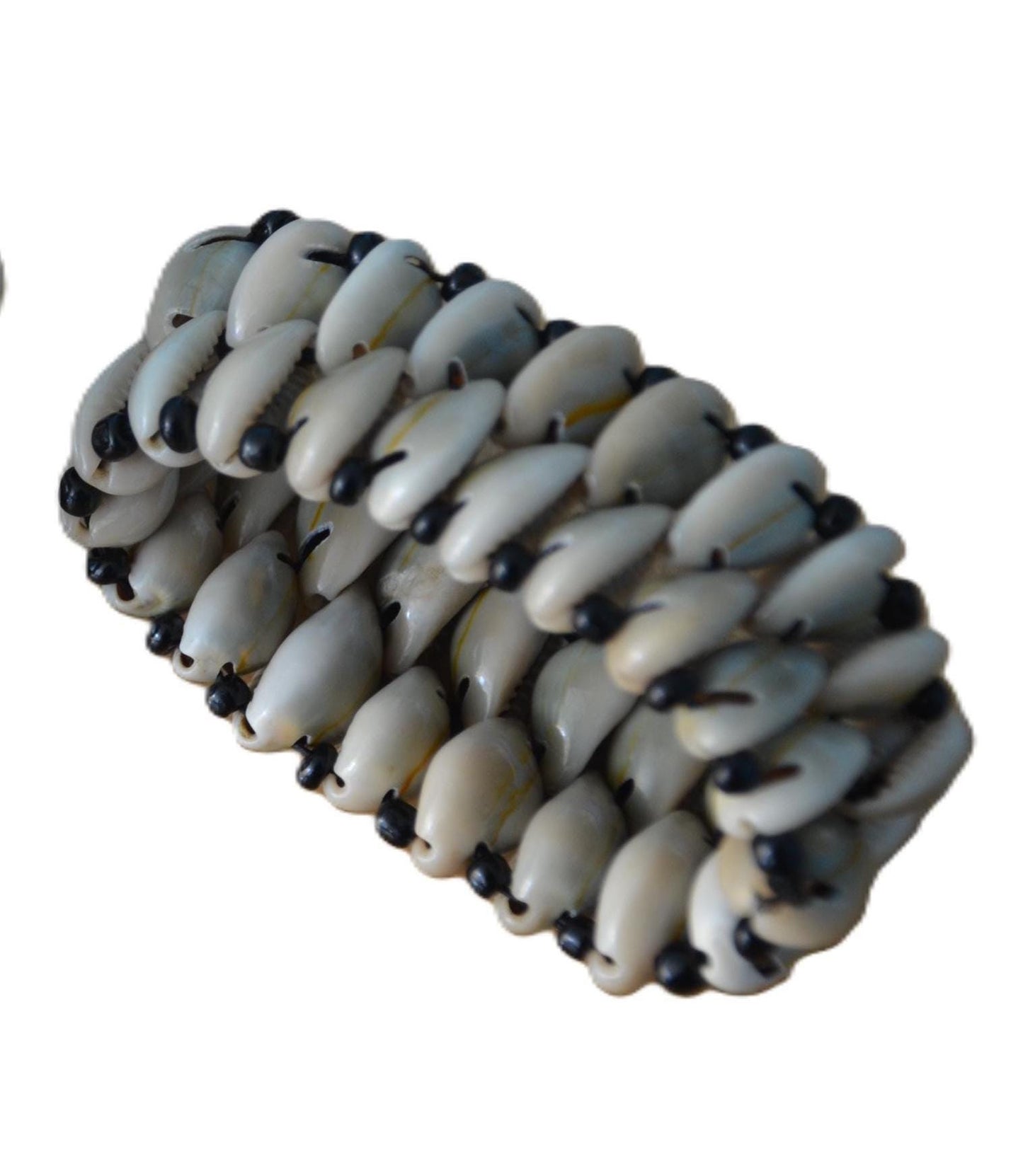 Handmade Masai Beaded Bracelet with Cowrie Shell, Statement African Boho Cuff, Kenya Tribal Jewelry (1PC)