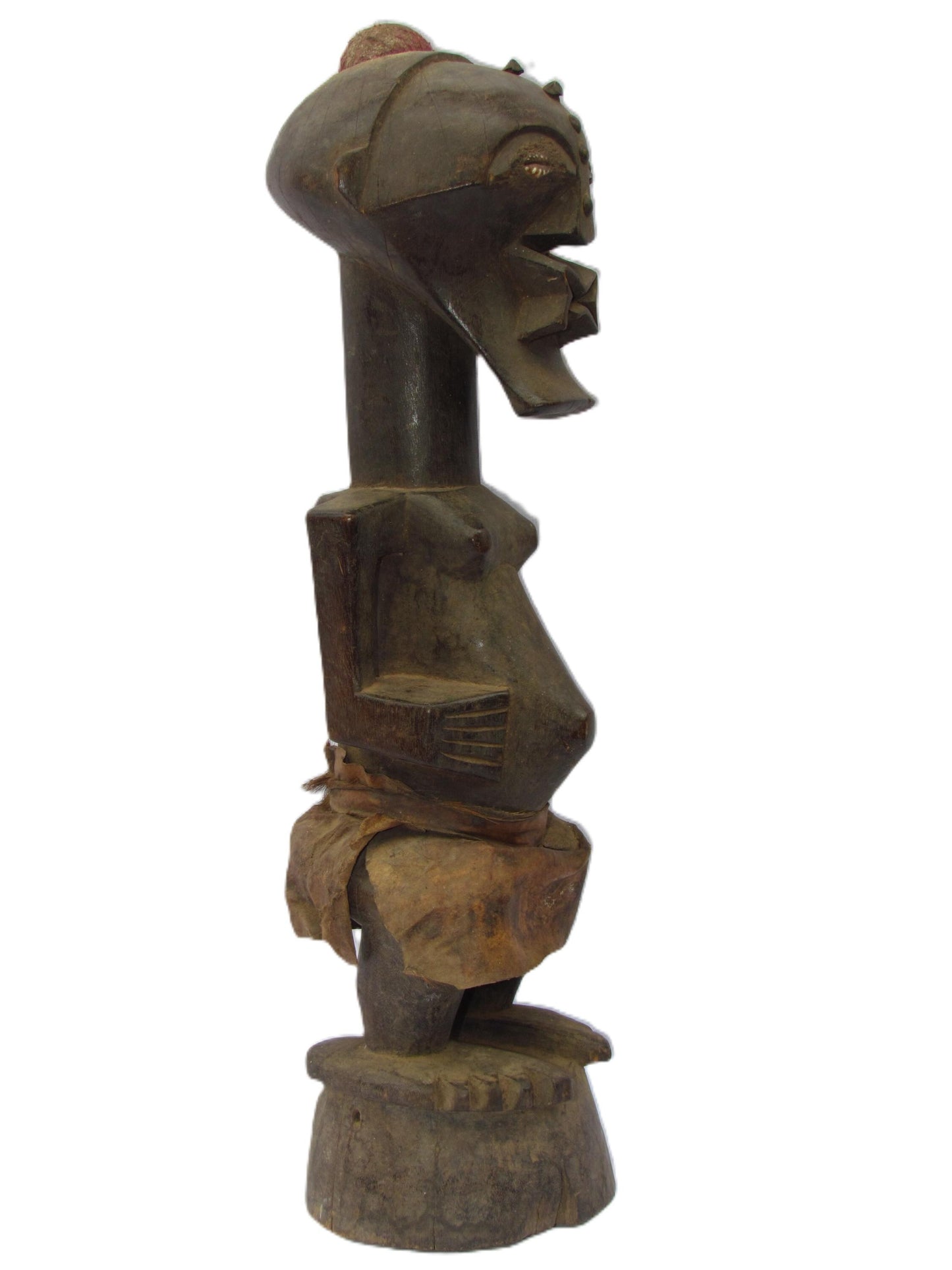 Une statue tribale originale en bois « Amitié » de Songye, datant de la RDC.