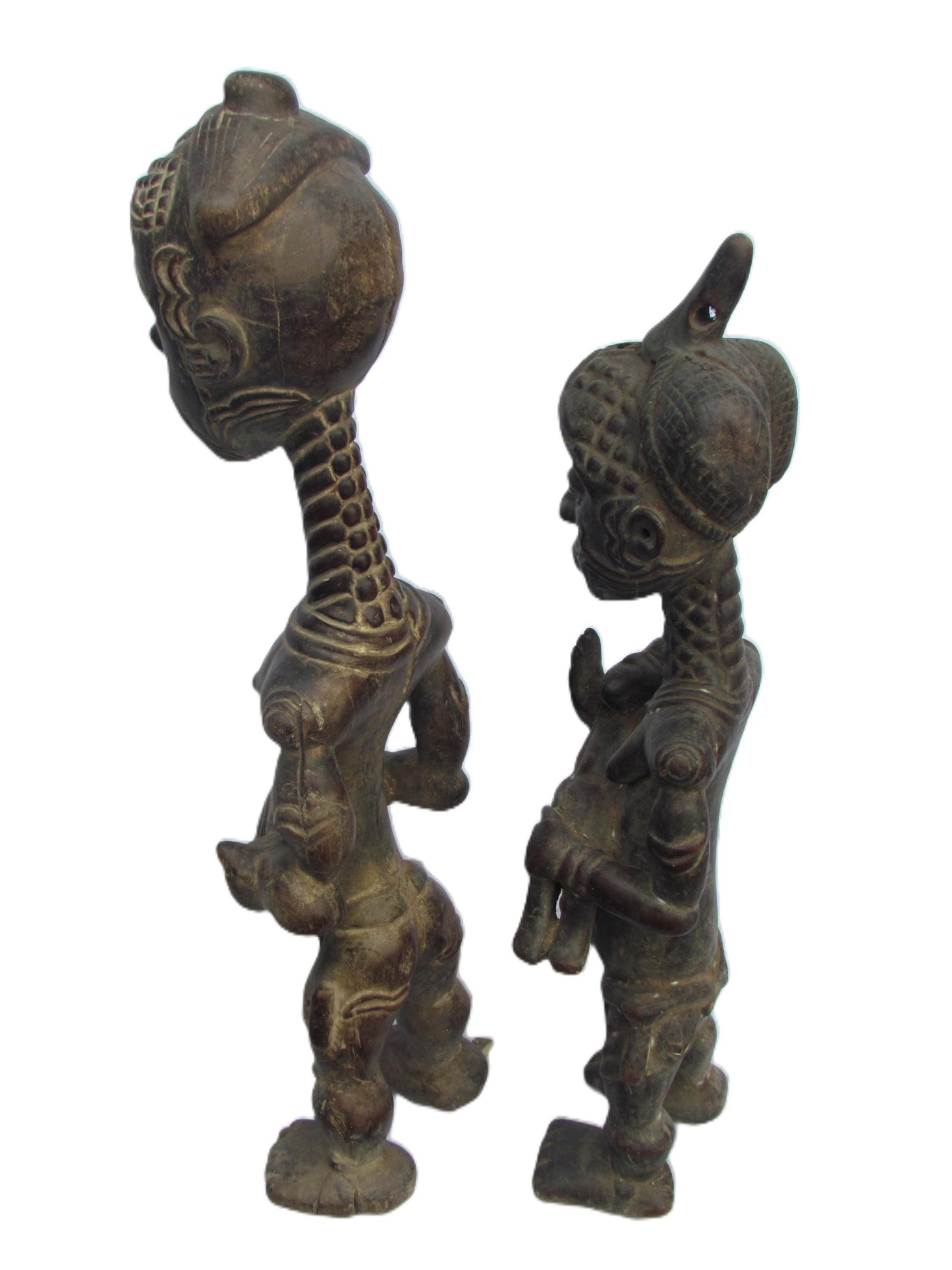 Statue de couple Bene Lulua – Art tribal du Congo sculpté à la main | Sculpture africaine en bois | Figurine ancestrale sur socle personnalisé