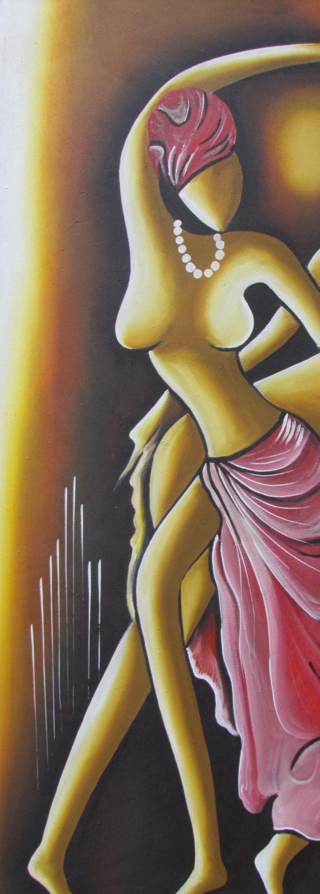 Décoration murale de danse rwandaise | Toile représentant un couple africain | Peinture de style folklorique