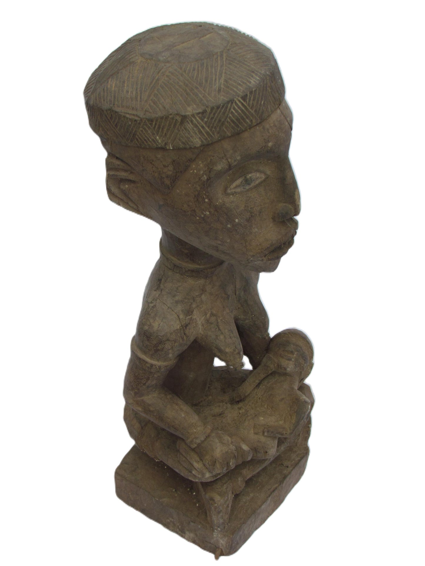 Statue de maternité Yombe Phemba, figure de fertilité africaine, art tribal Congo-Angola sculpté à la main, sculpture centrafricaine