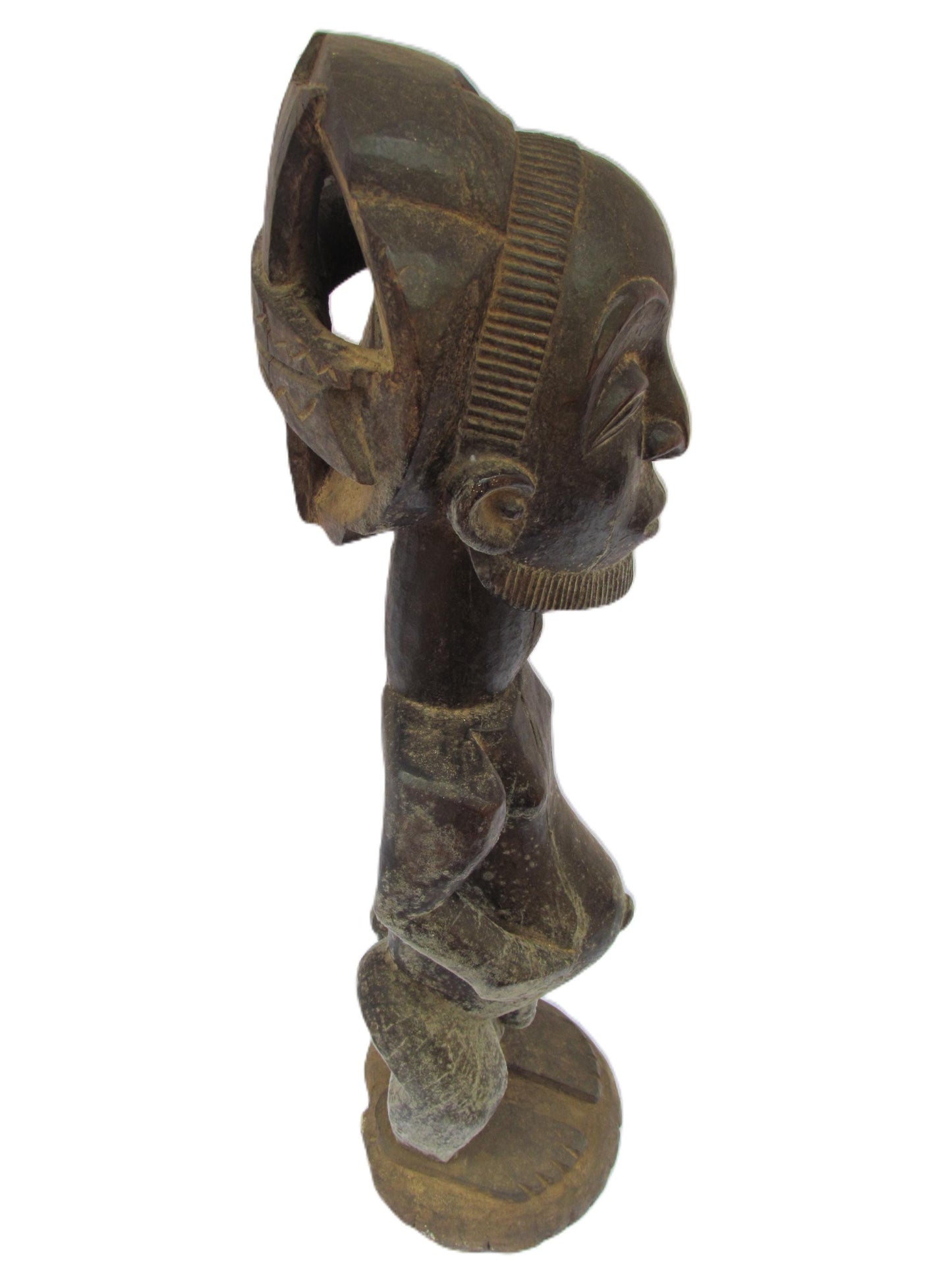 Statue africaine en bois sculpté à la main de la tribu Luba Hemba, Congo